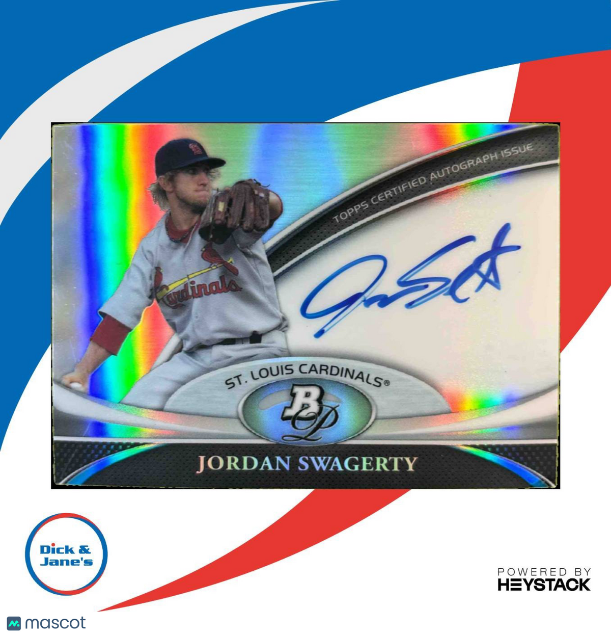 2011 Bowman Platinum Jordan Swagerty Prospect Auto Refractor St. Louis Cardinals