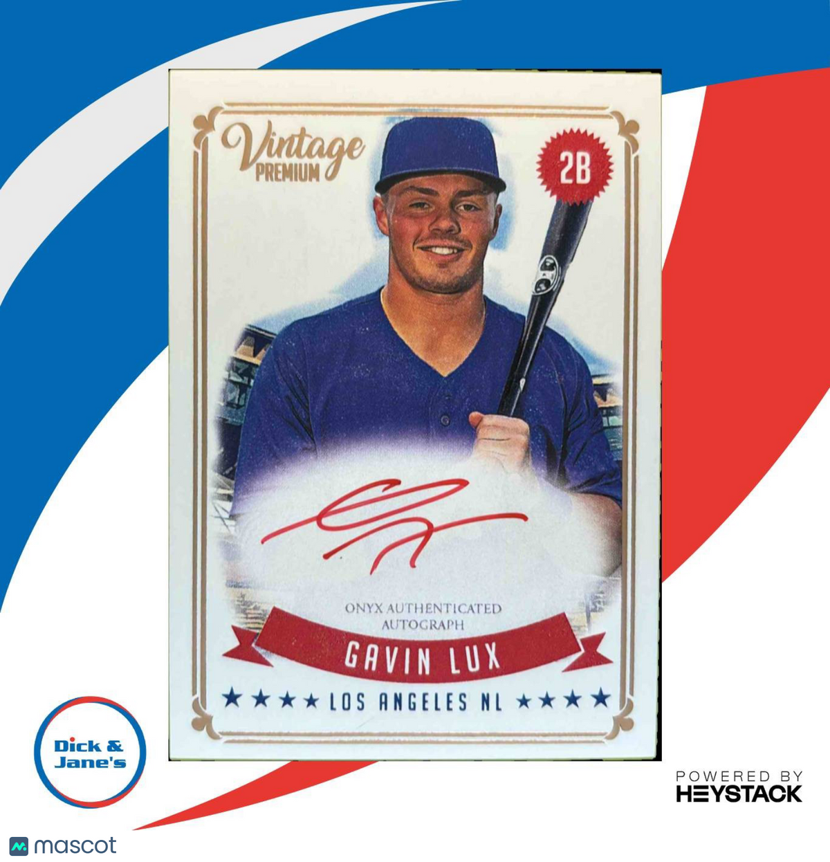 2020 Onyx Vintage Premium Gavin Lux Auto Red Ink 4/10 RC Los Angeles Dodgers