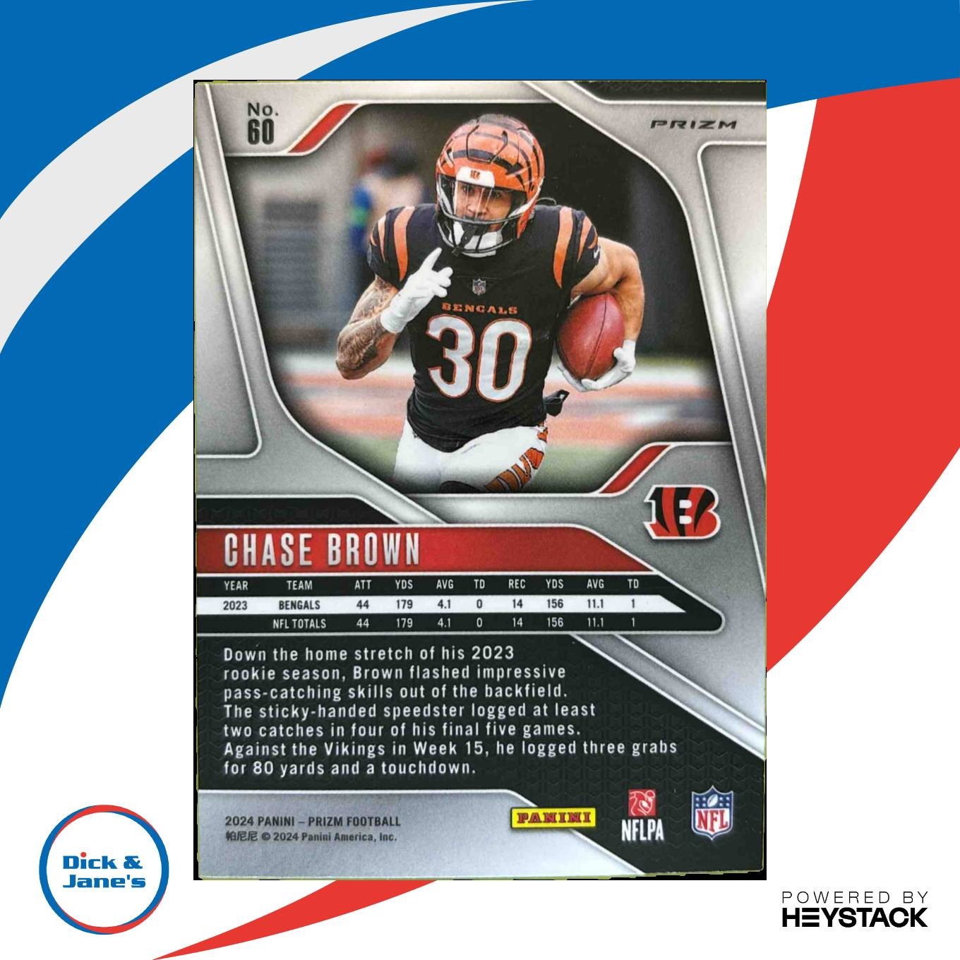 2024 Panini Prizm Chase Brown Black and White Checker #60 Cincinnati Bengals