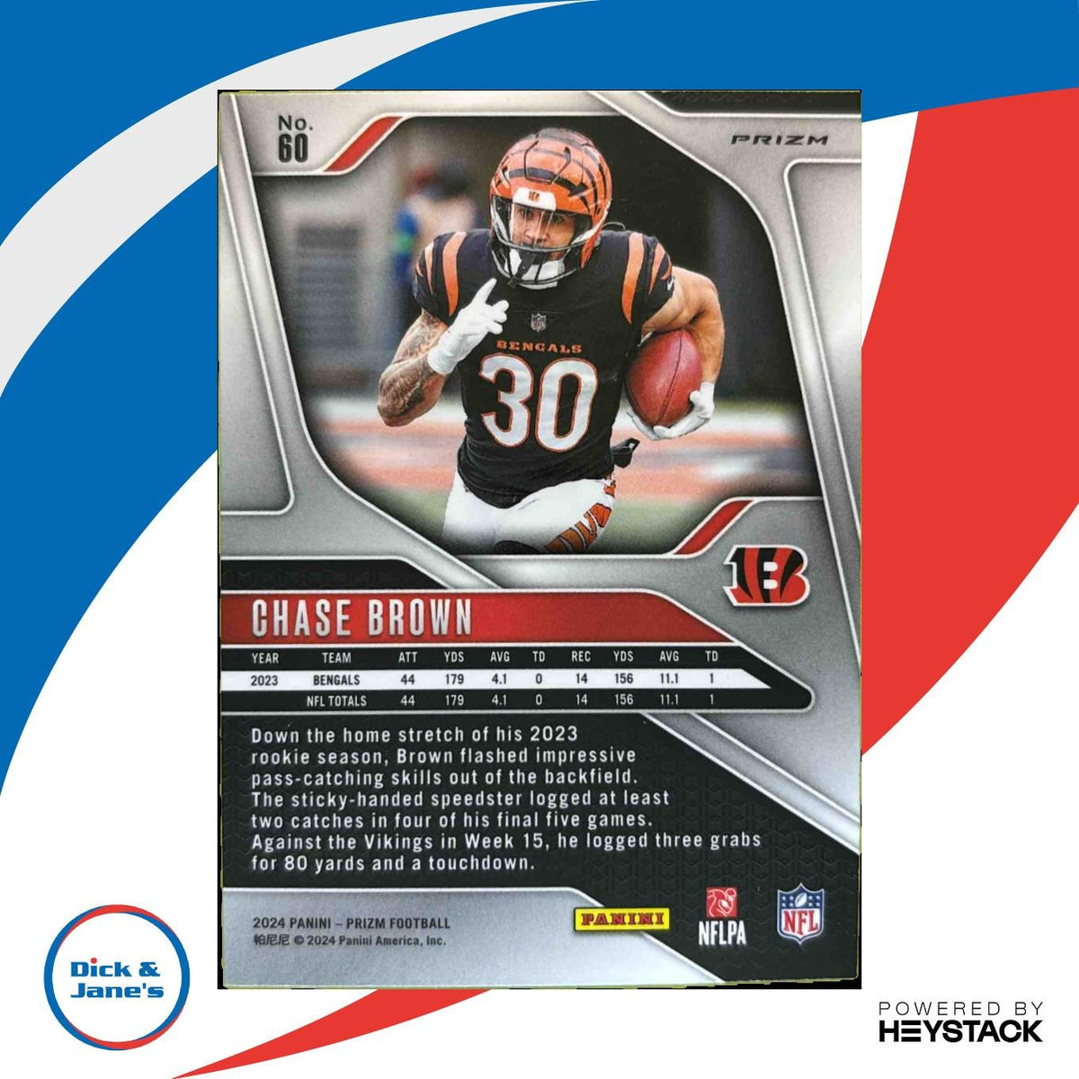 2024 Panini Prizm Chase Brown Black and White Checker #60 Cincinnati Bengals