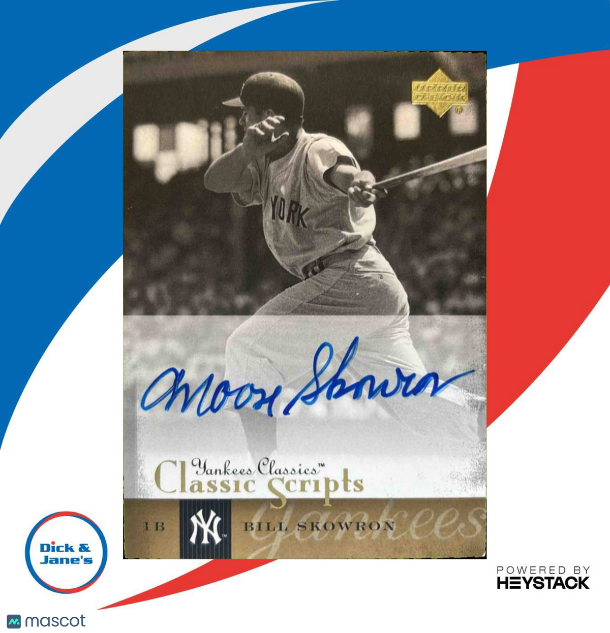 2004 Upper Deck UD Yankees Classics Bill Moose Skowron Classic Scripts AU-1 Auto