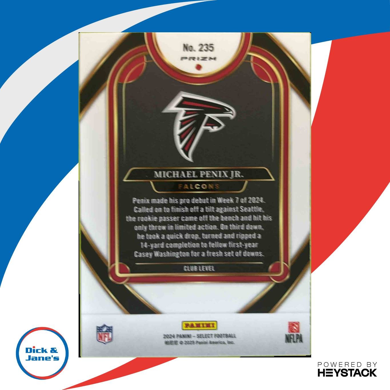2024 Select Michael Penix Jr. Red and Yellow Prizm Shock #235 RC Atlanta Falcons
