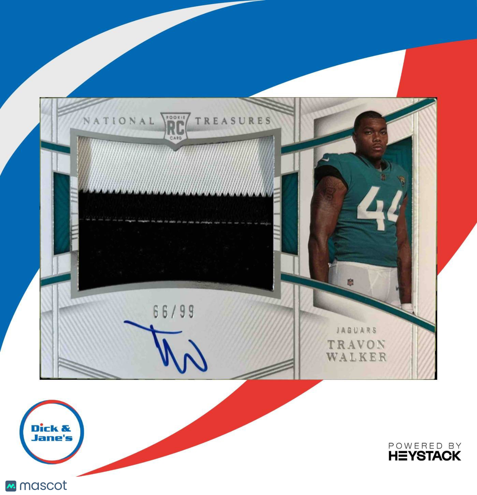2023 National Treasures Travon Walker Rookie Material Signatures RPS 66/99 Auto
