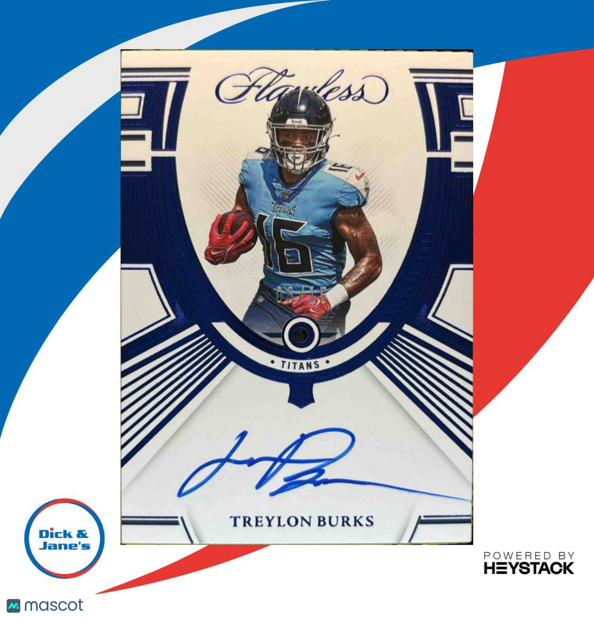 2022 Flawless Treylon Burks Rookie Gem Sapphire Auto 06/15 RC Tennessee Titans