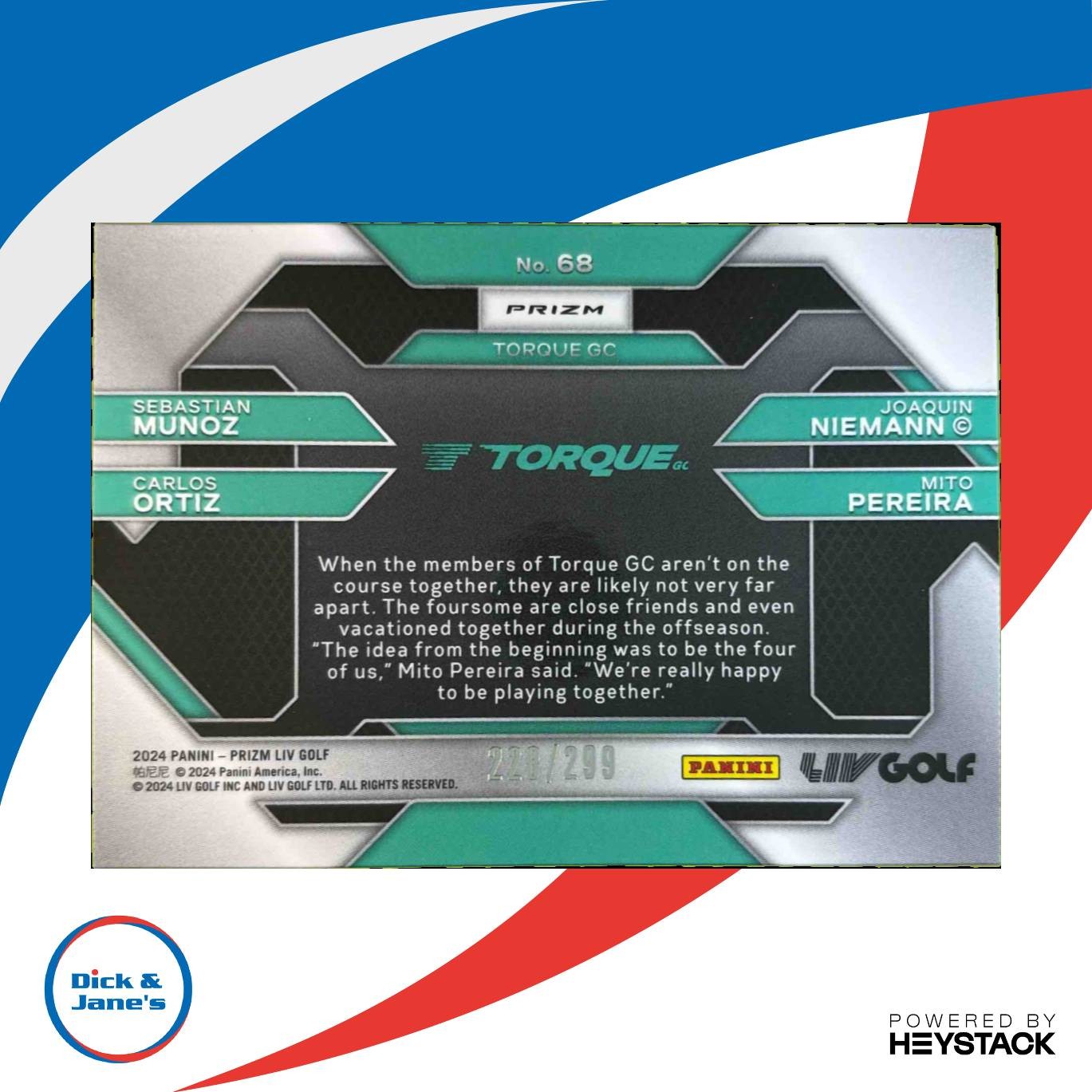 2024 Panini Prizm LIV Golf TEAM Torque Teal Pulsar /299 #94 GC