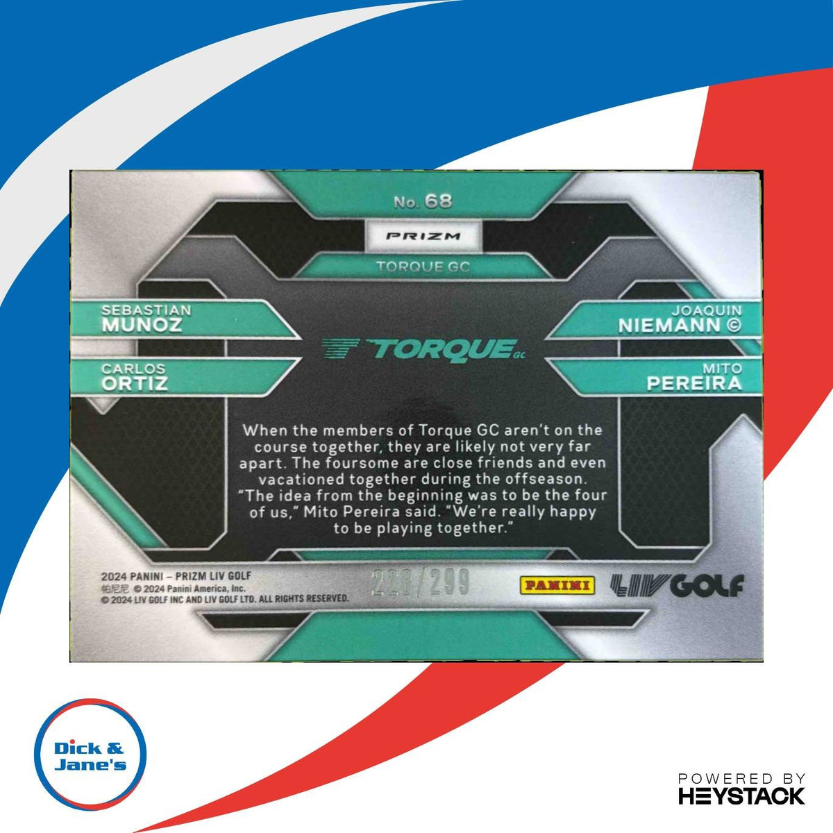 2024 Panini Prizm LIV Golf TEAM Torque Teal Pulsar /299 #94 GC