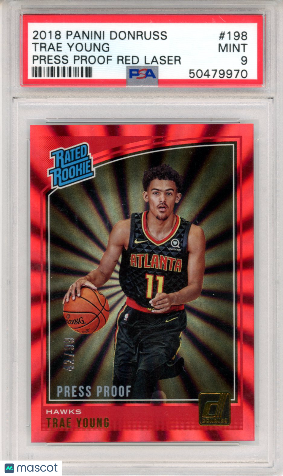 2018 Panini Donruss Trae Young Press Proof Red Laser #198 PSA 9
