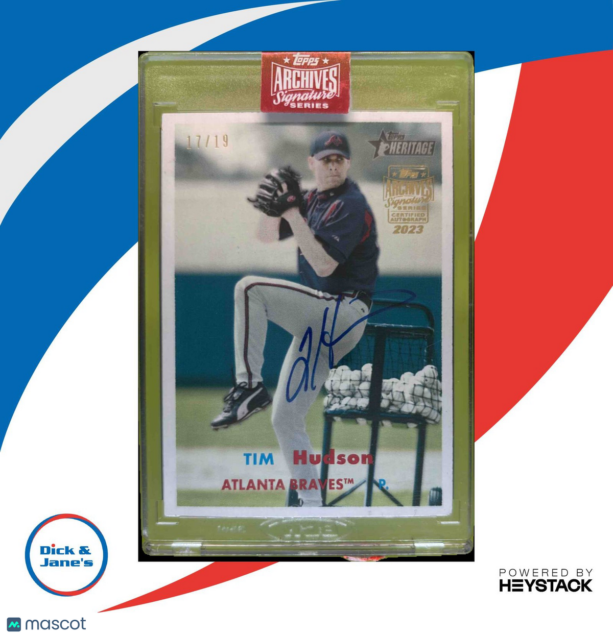 2023 Topps Archives Signature Series Retired Tim Hudson 2006 Heritage /19 Auto
