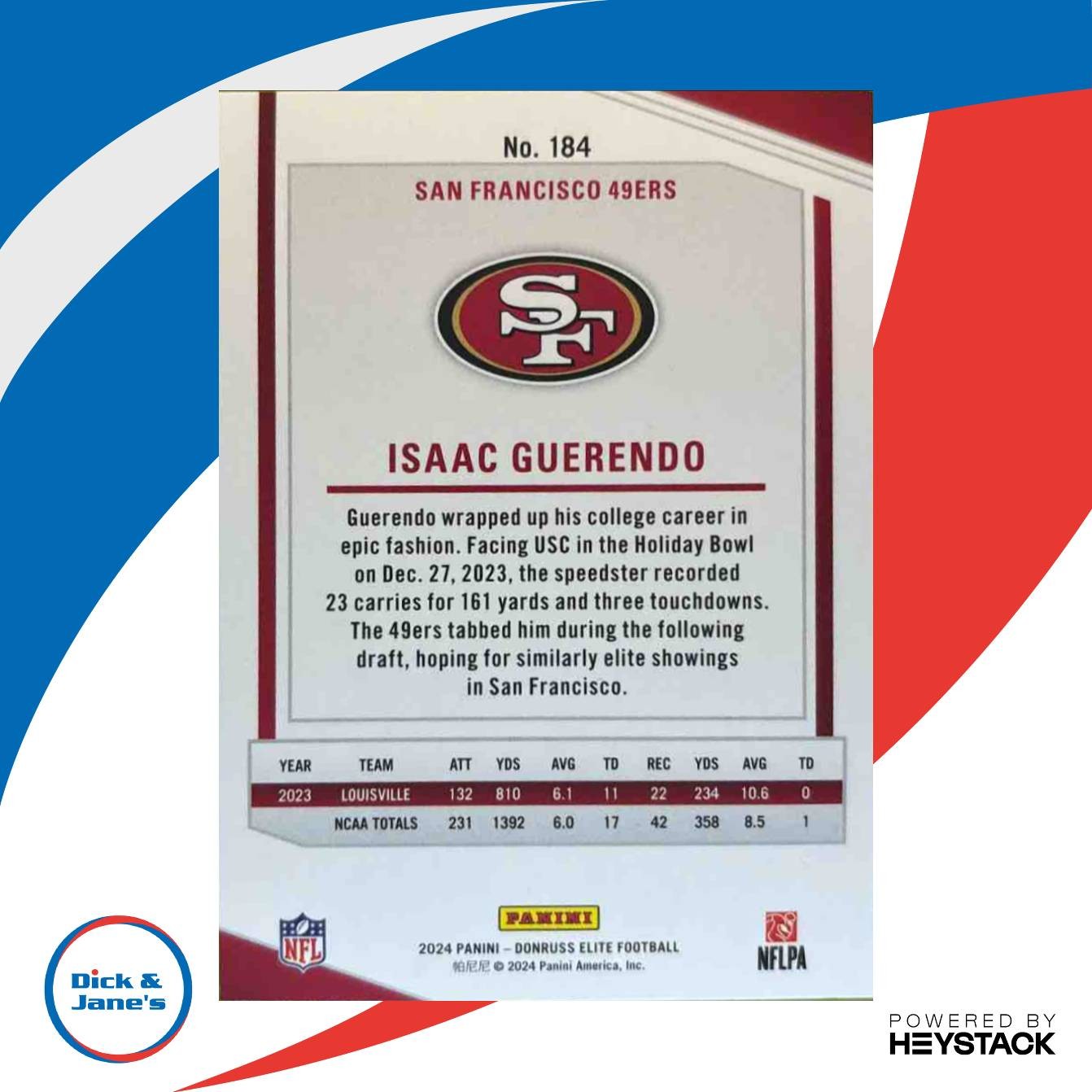 2024 Panini Donruss Elite Isaac Guerendo Razzle Dazzle #184 RC 49ers