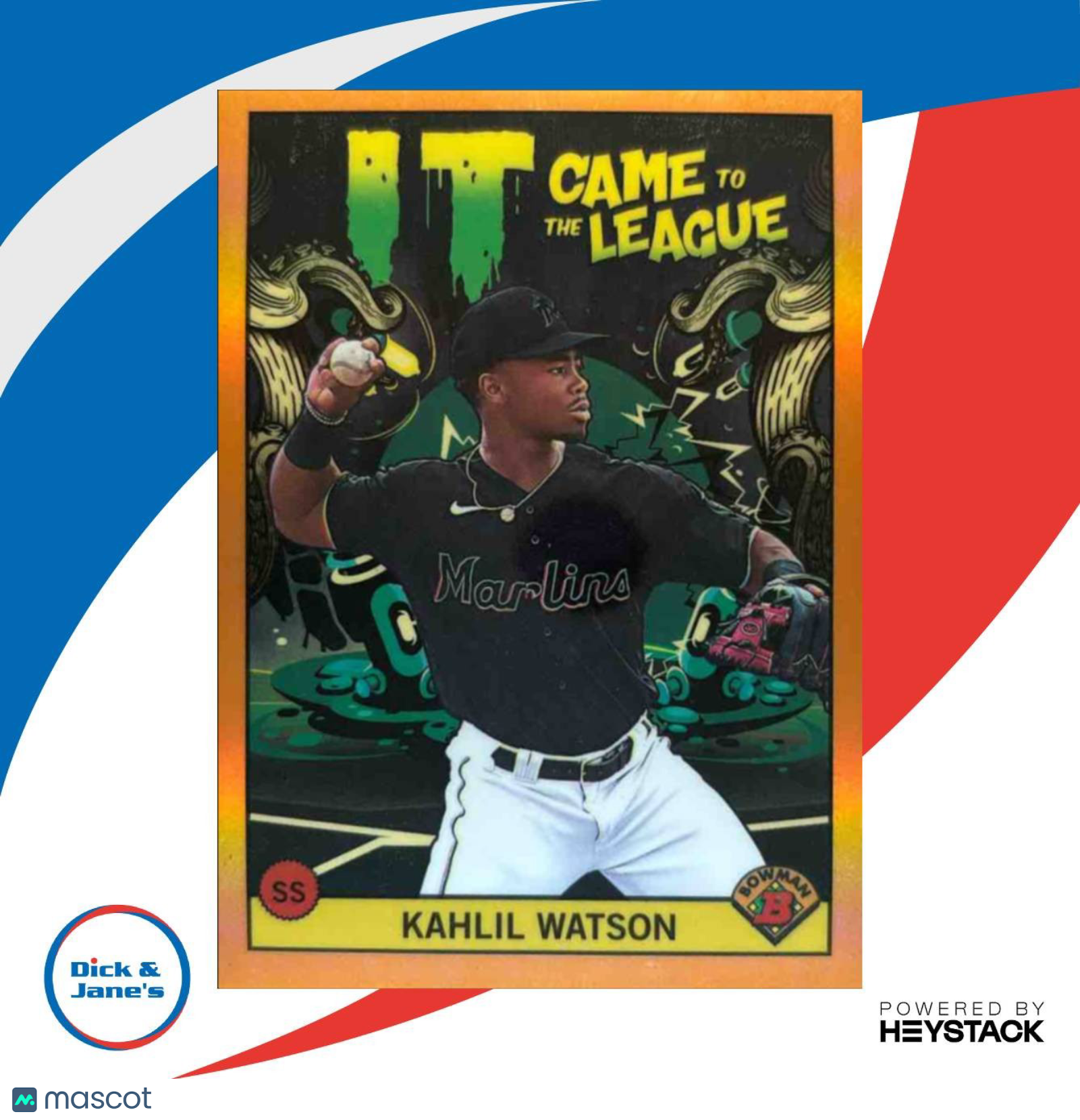 2022 Bowman Chrome Kahlil Watson It Came to the League Orange Fractor /25Marlins