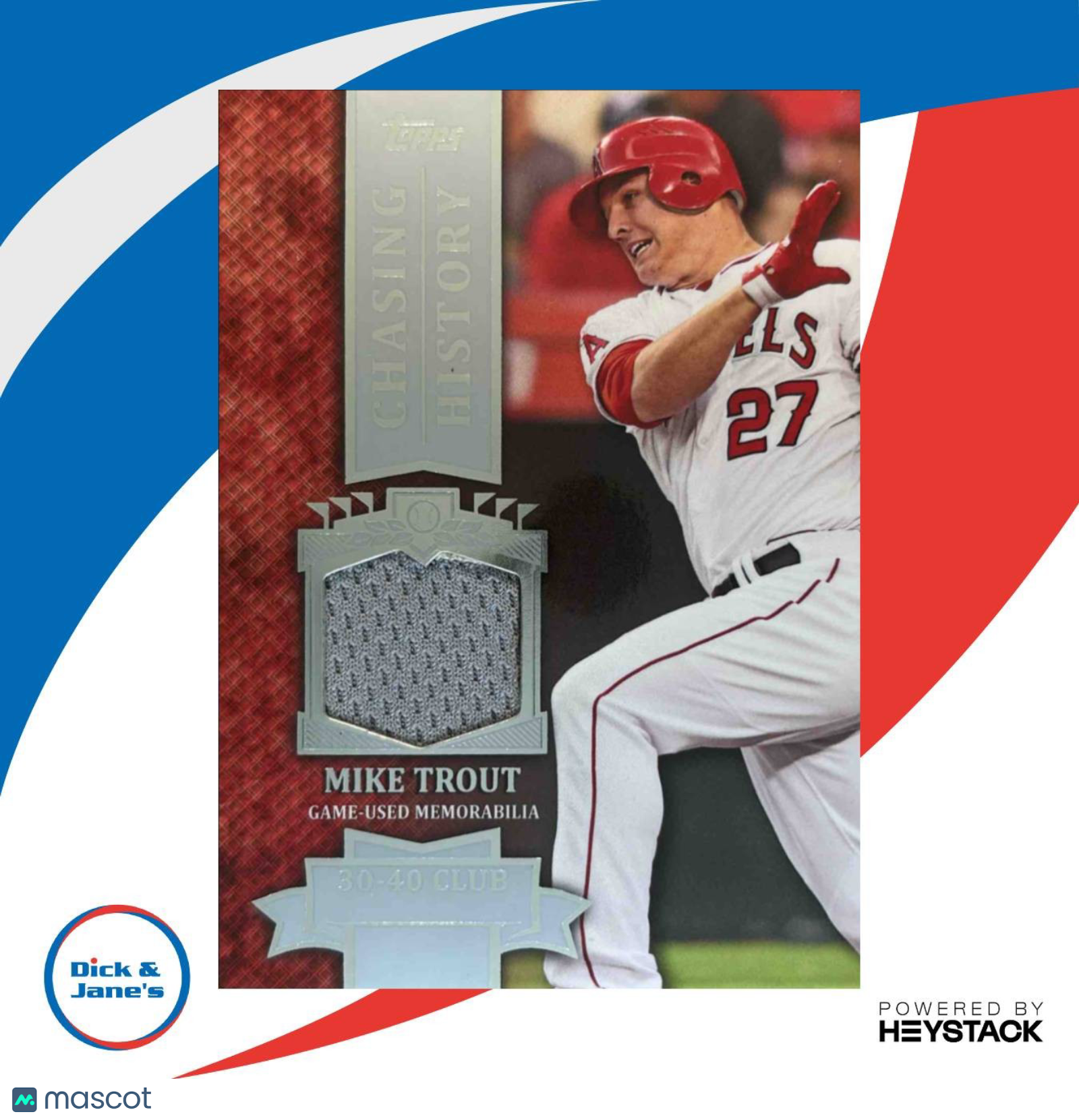 2013 Topps Mike Trout Chasing History Relics #CHR-MIT MEM Los Angeles Angels