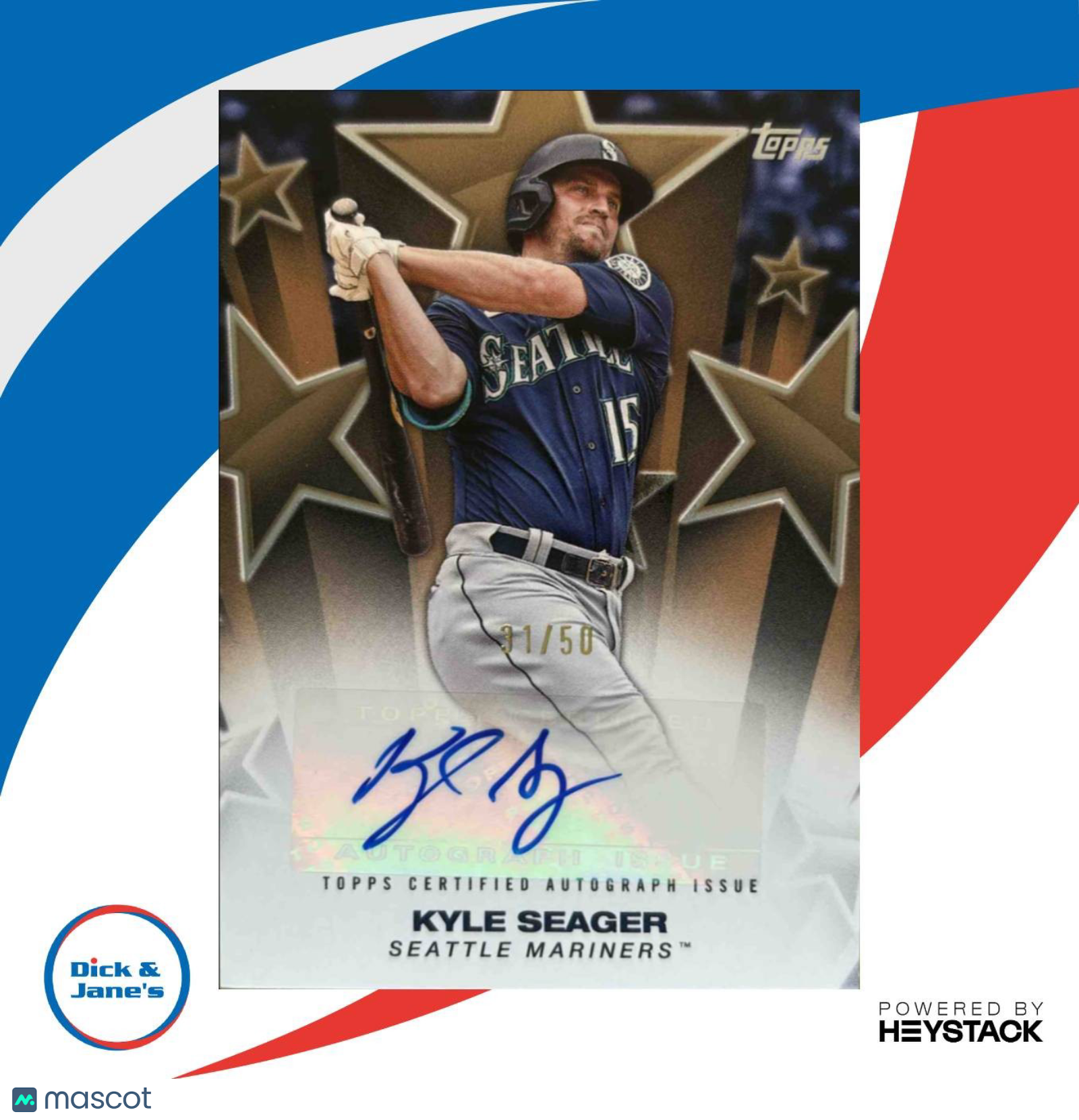 2025 Topps Kyle Seager Baseball Stars Auto (Series 2) Gold /50 Seattle Mariners