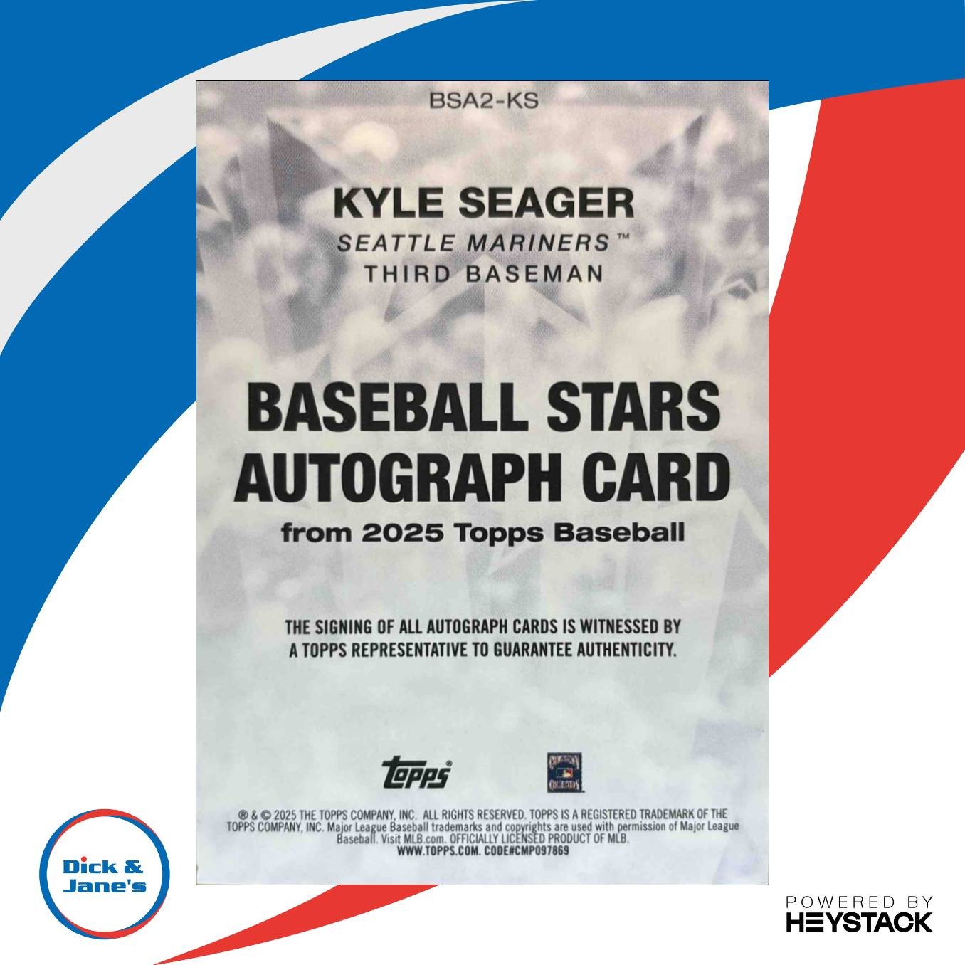 2025 Topps Kyle Seager Baseball Stars Auto (Series 2) Gold /50 Seattle Mariners