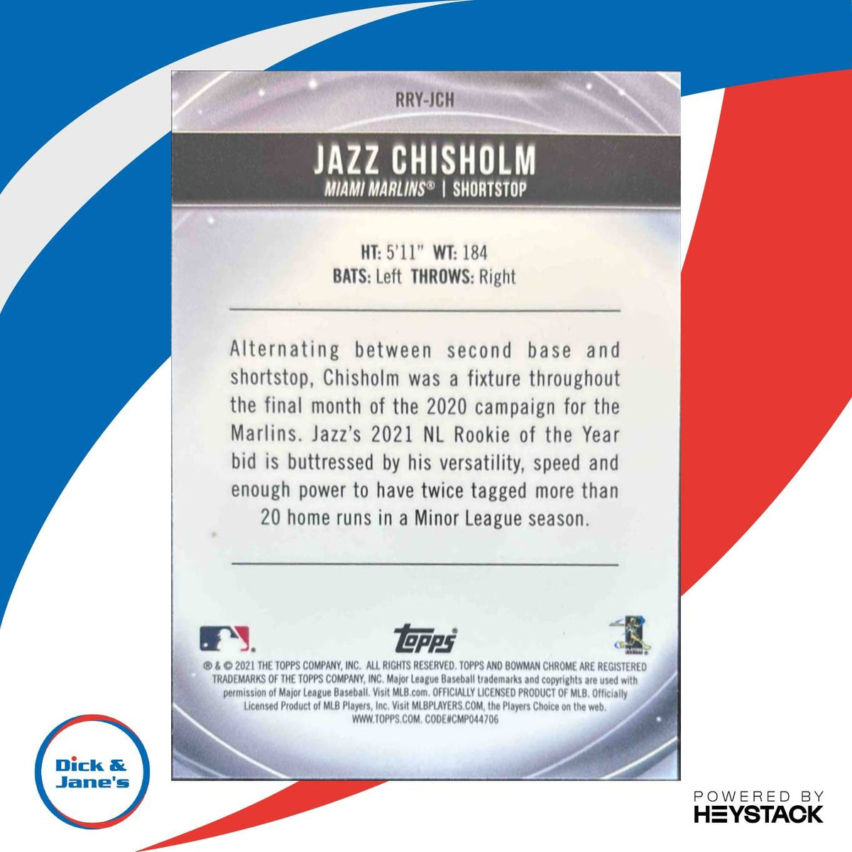 2021 Jazz Chisholm Rookie of the Year Favorites Mega Box Mojo Refractor Marlins