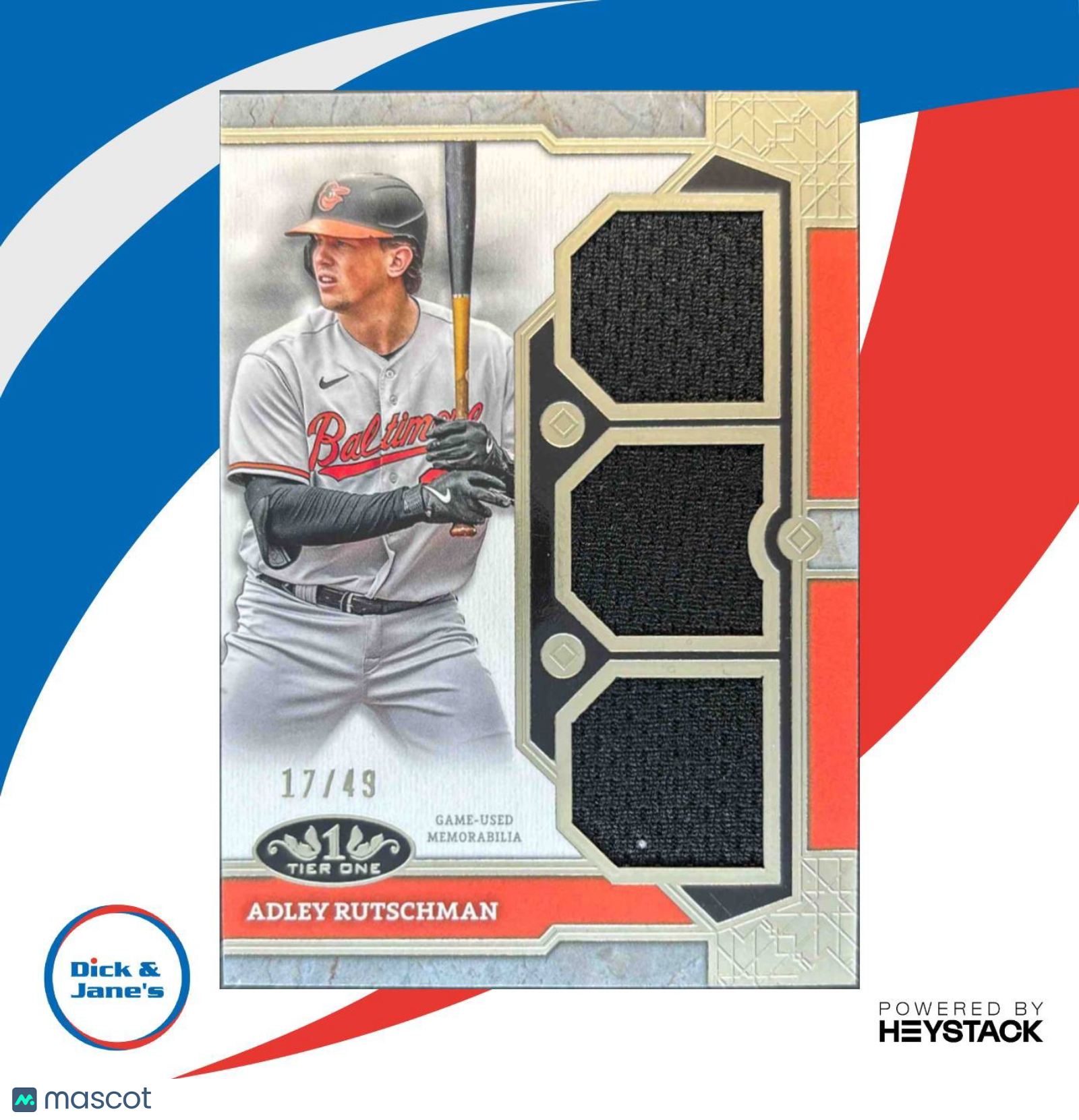 2024 Topps Tier One Adley Rutschman Relics Triples 17/49 MEM Baltimore Orioles