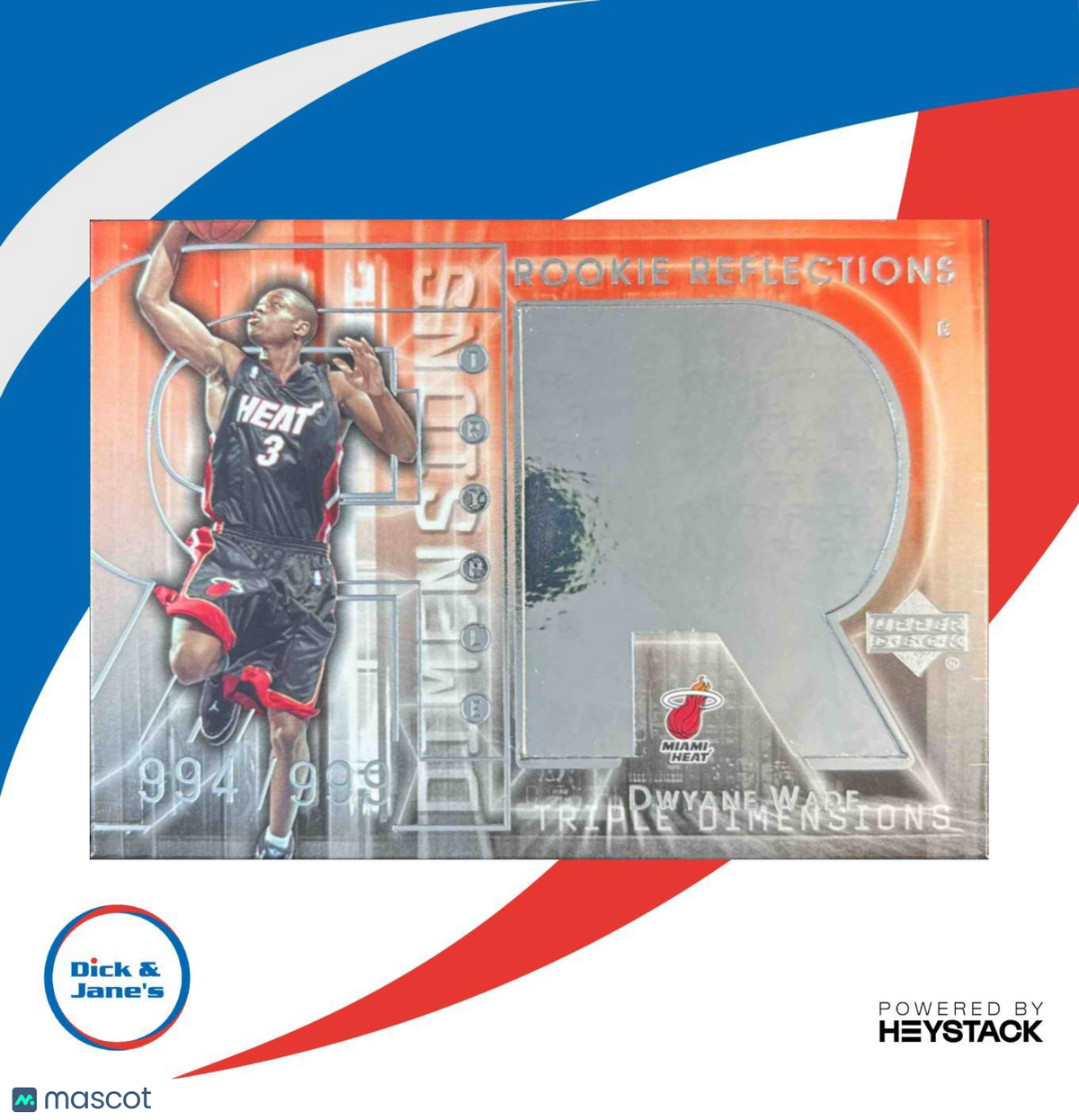 2003-04 Upper Deck Triple Dimensions Dwyane Wade /999 #128 RC Miami Heat