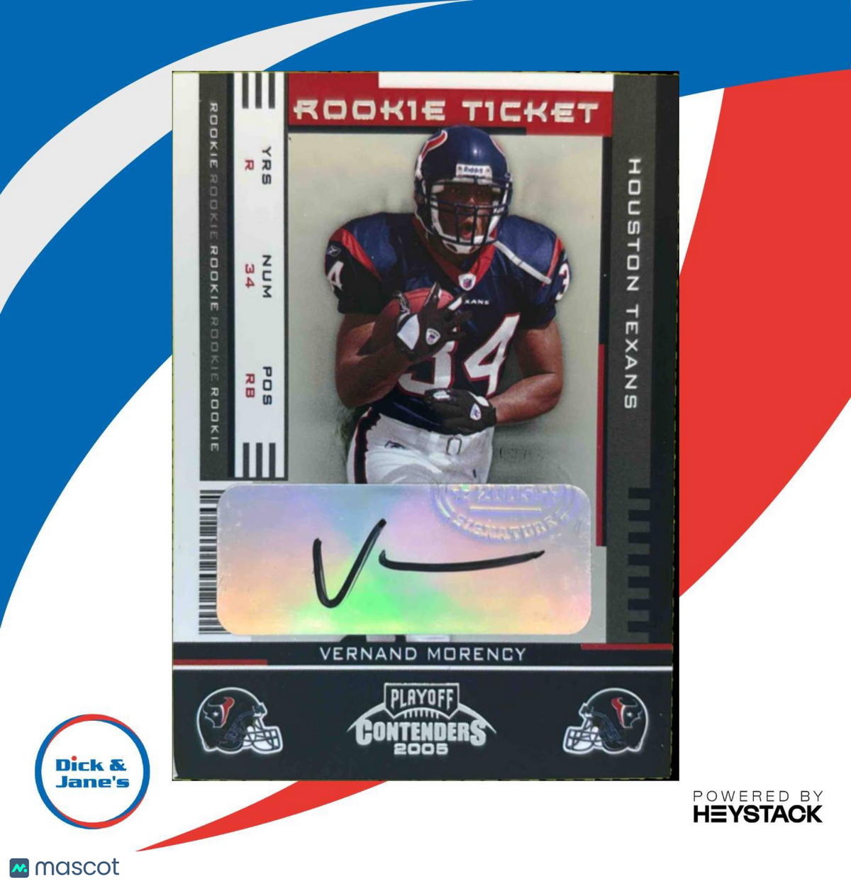 2005 Playoff Contenders Vernand Morency #180 RC Auto Houston Texans