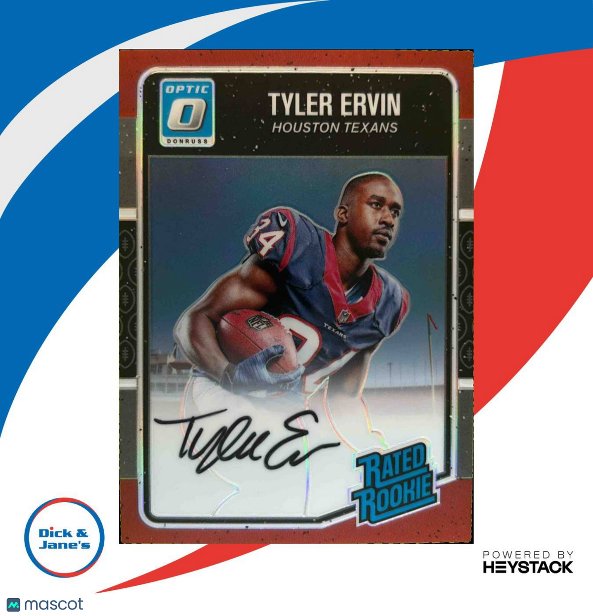 2016 Donruss Optic Tyler Ervin Rated Rookie Auto Red /50 #198 RC Houston Texans