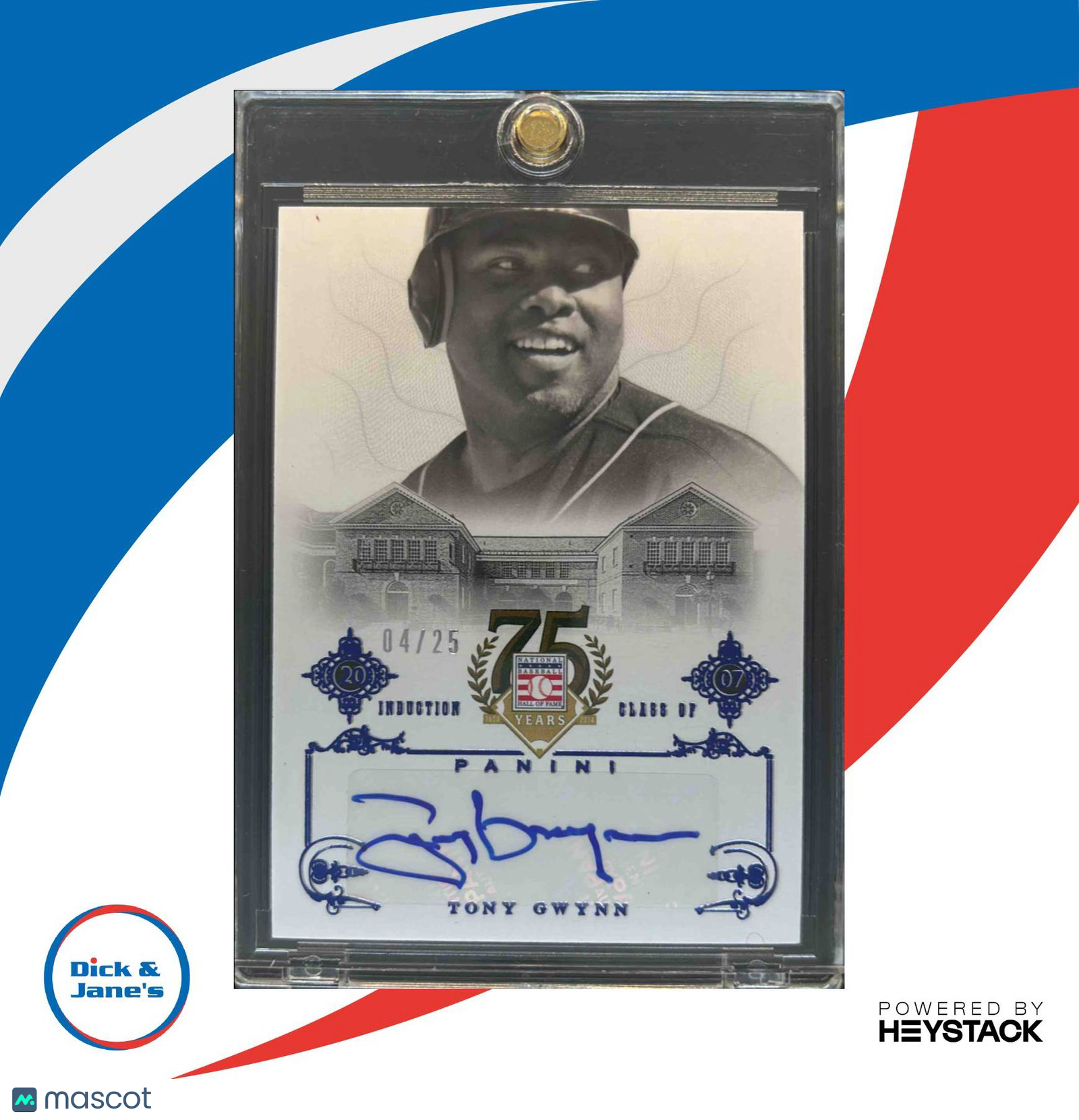 2014 Panini Hall of Fame 75th #64 Tony Gwynn Signatures Blue /25 Auto San Diego