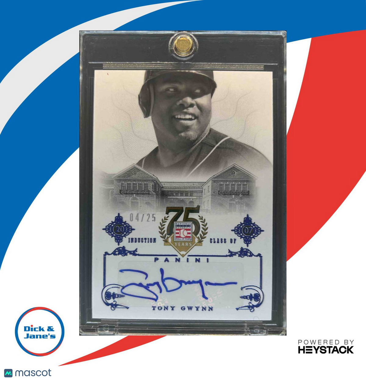 2014 Panini Hall of Fame 75th #64 Tony Gwynn Signatures Blue /25 Auto San Diego