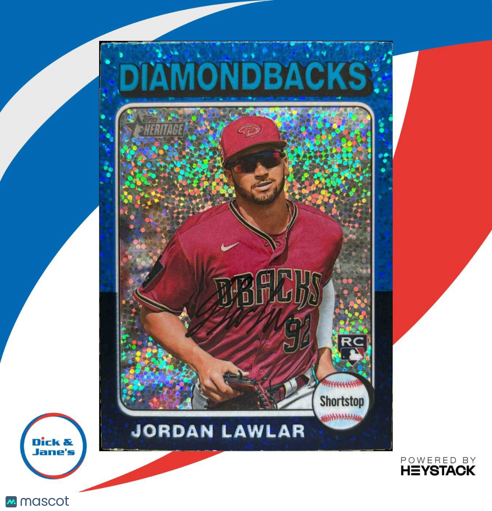 2024 Topps Heritage Jordan Lawlar Chrome Blue Sparkle #429 RC Diamondbacks