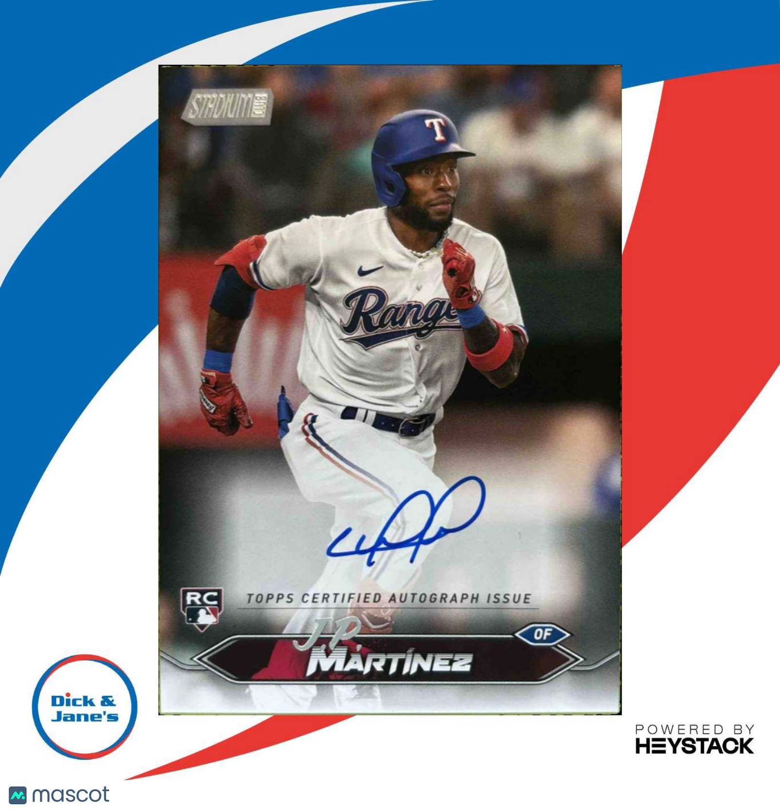 2024 Topps Stadium Club J.P. Martinez Auto #SCBA-JMA RC Texas Rangers