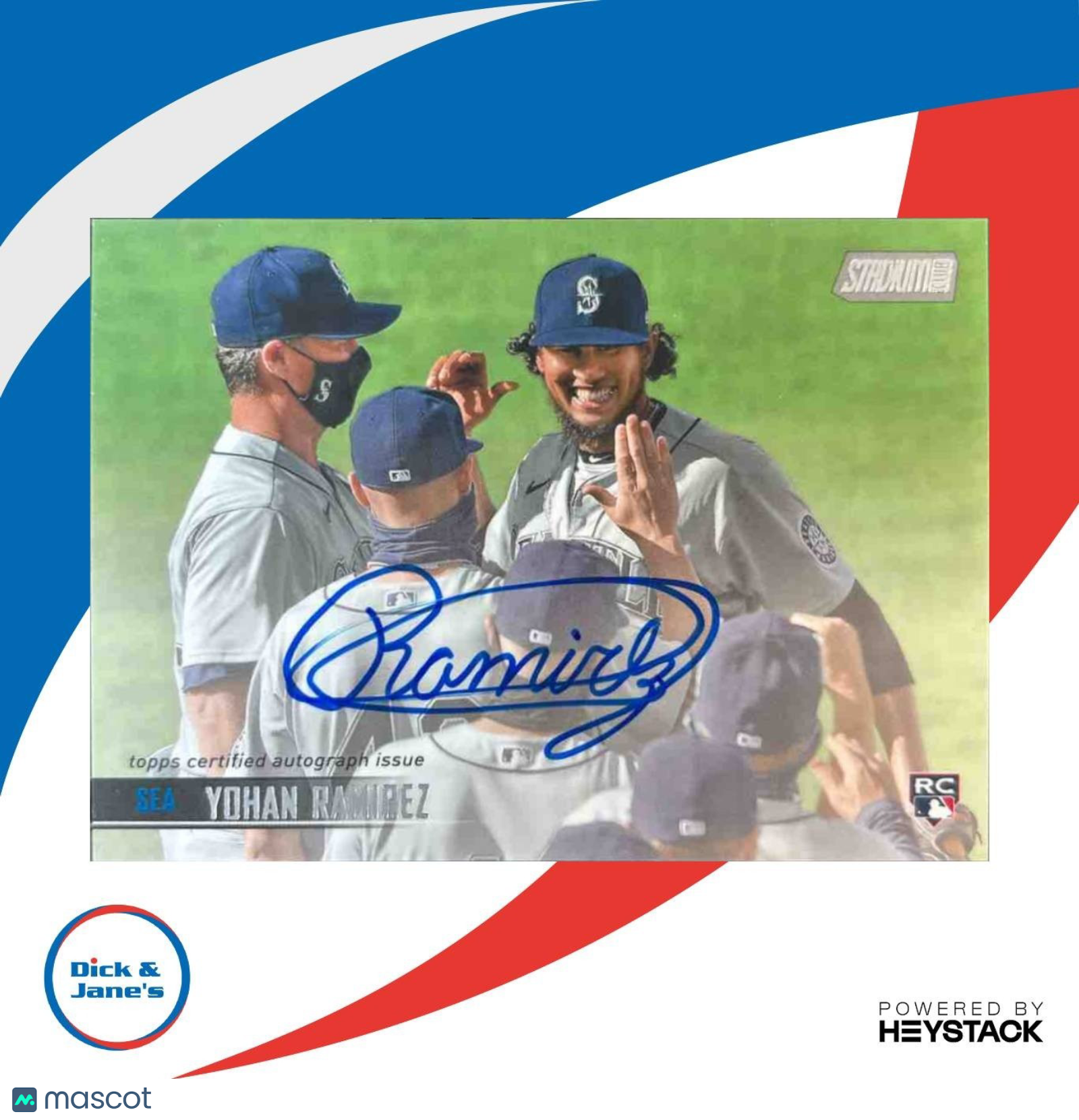 2021 Topps Stadium Club Yohan Ramirez Auto #SCBA-YR RC Seattle Mariners