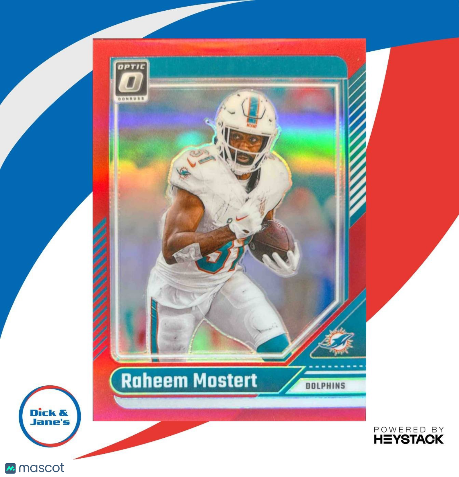 2024 Panini Donruss Optic Raheem Mostert Red 79/125 #121 Miami Dolphins