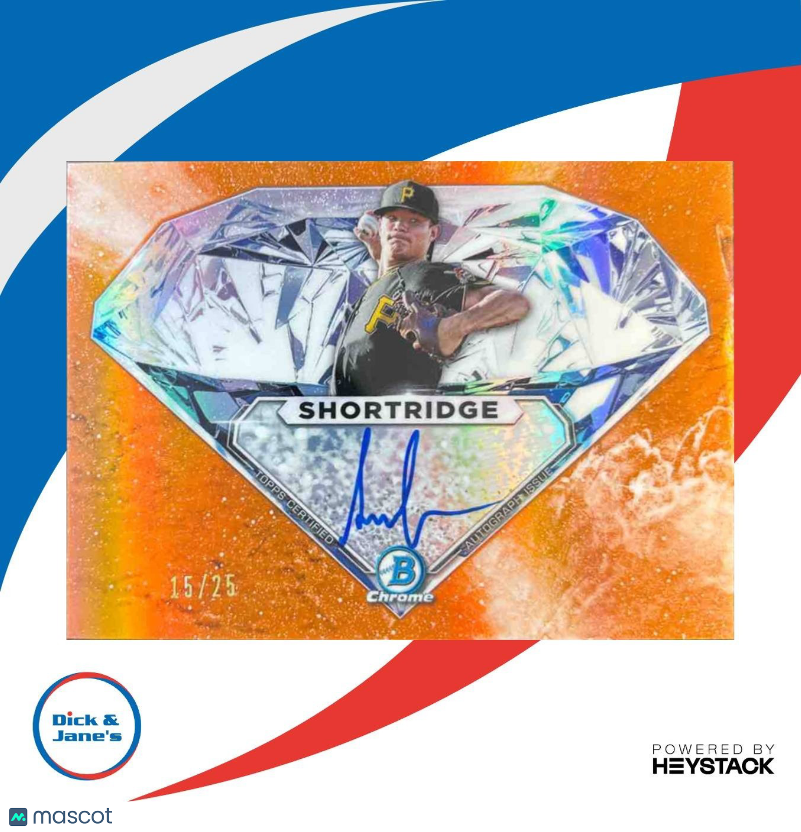 2020 Bowman Draft Aaron Shortridge Applied Pressure Auto Orange /25 Pirates