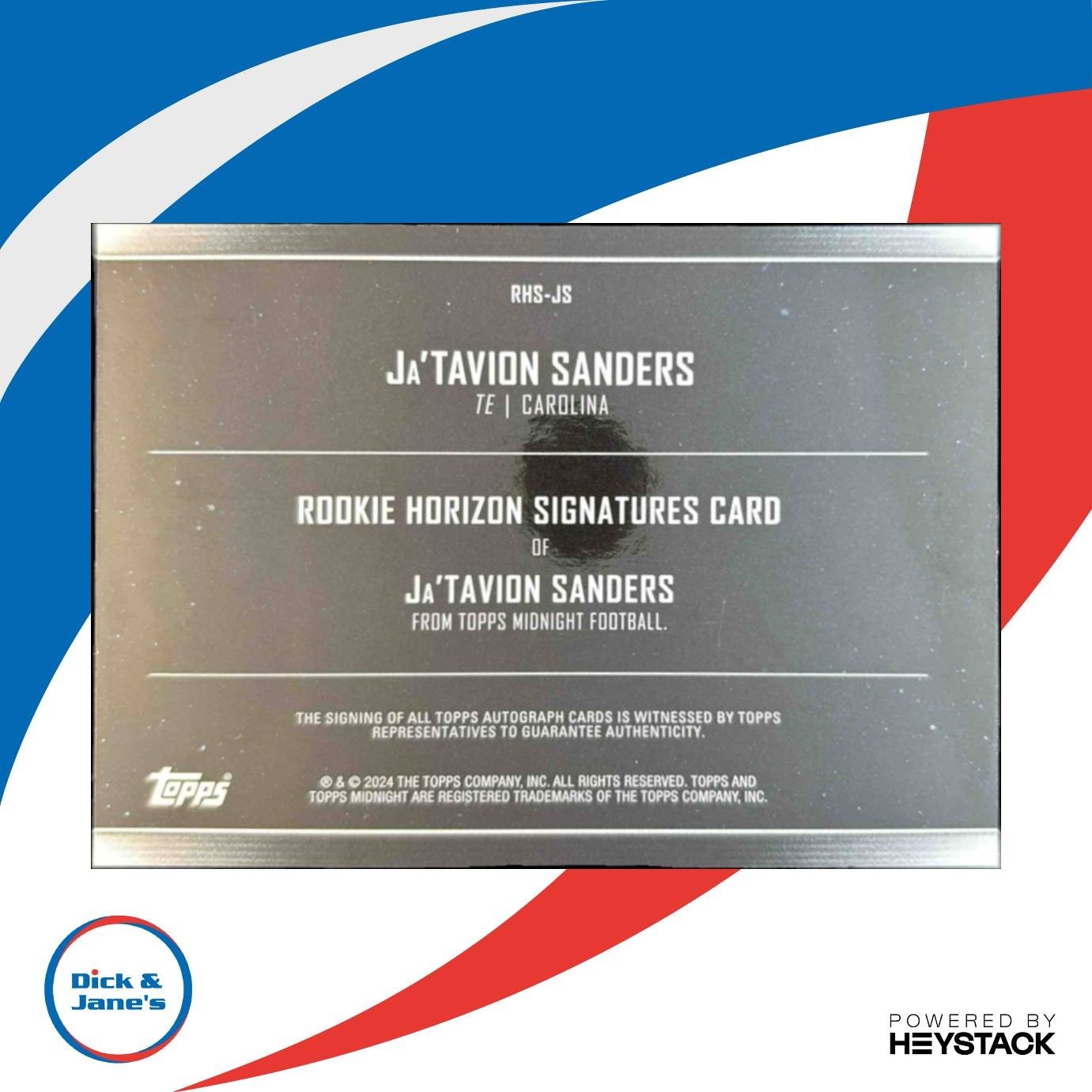 2024 Topps Midnight Ja'Tavion Sanders Rookie Horizon Signatures Panthers