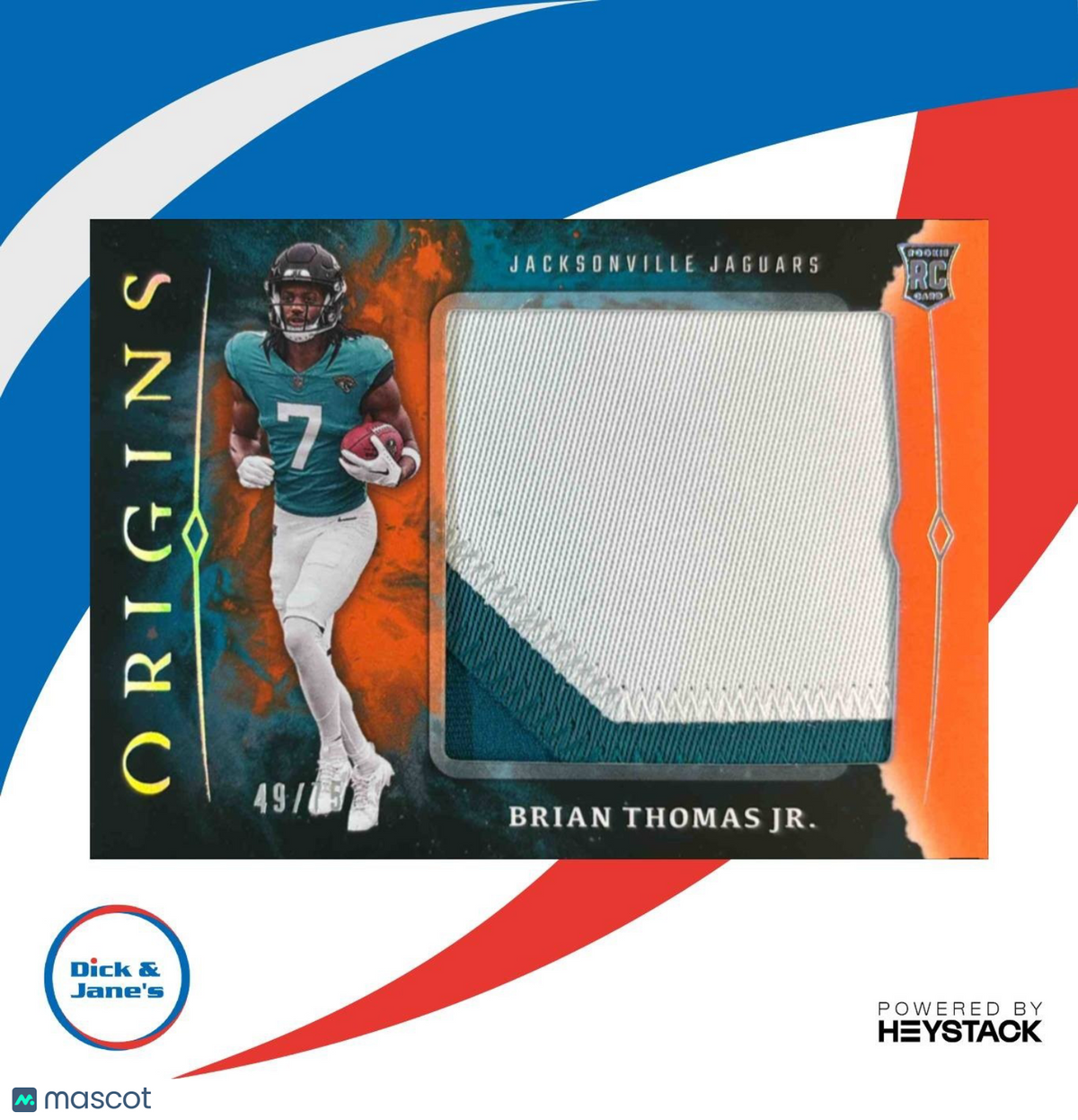 2024 Origins Brian Thomas Jr. Rookie Jumbo Jerseys Orange /75 Jaguars