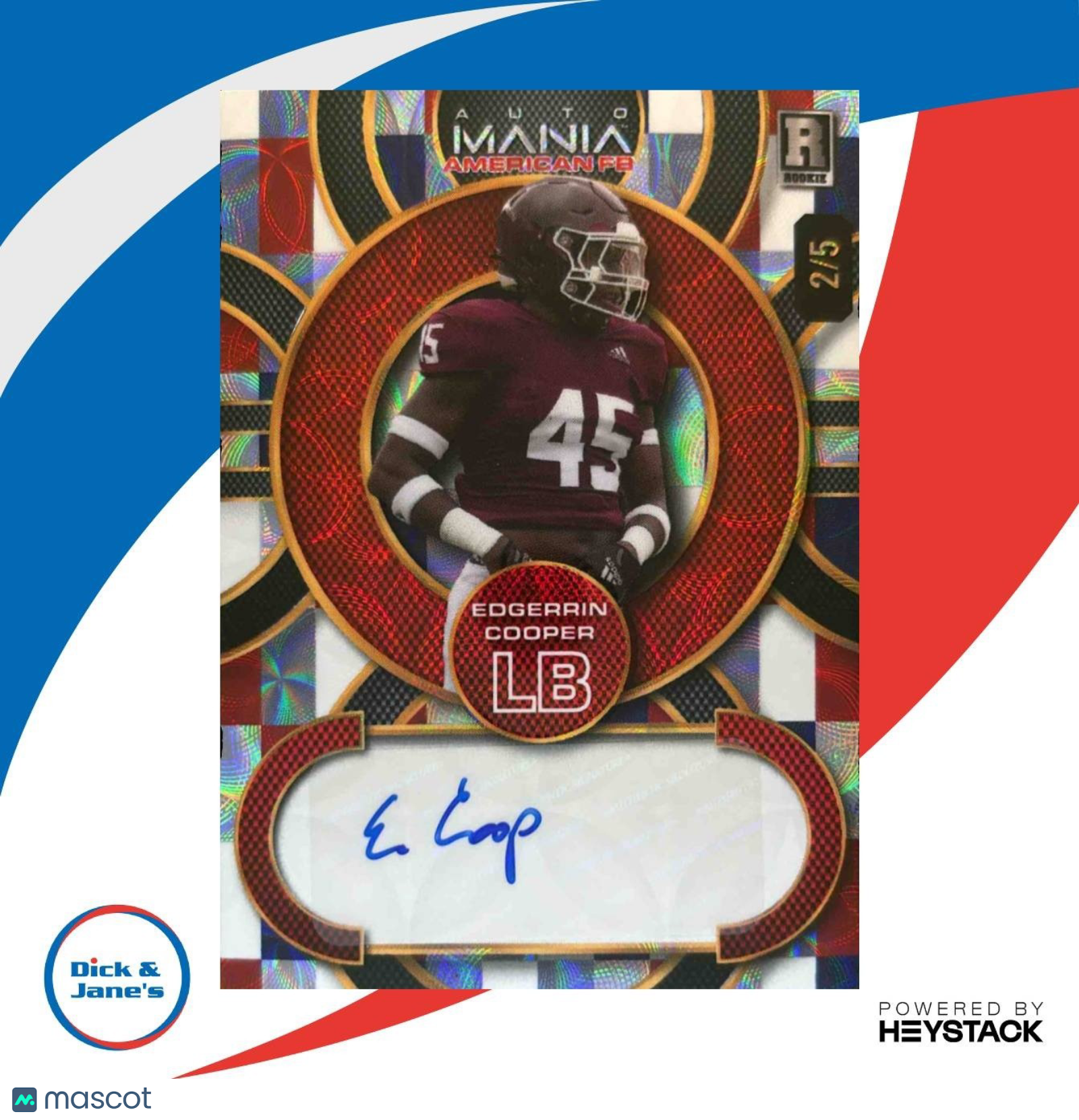 2024 Wild Card Automania American Edgerrin Cooper Red /5 #AMAC-EC Auto
