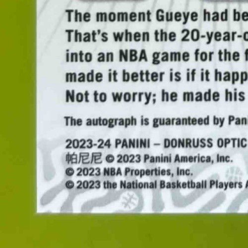 2023-24 Panini Donruss Optic Mouhamed Gueye Signature Series RC Atlanta Hawks