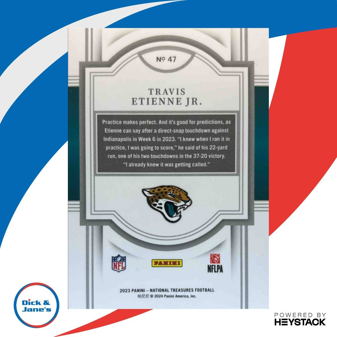 2023 Panini National Treasures Travis Etienne Jr. 11/99 #47 Jacksonville Jaguars
