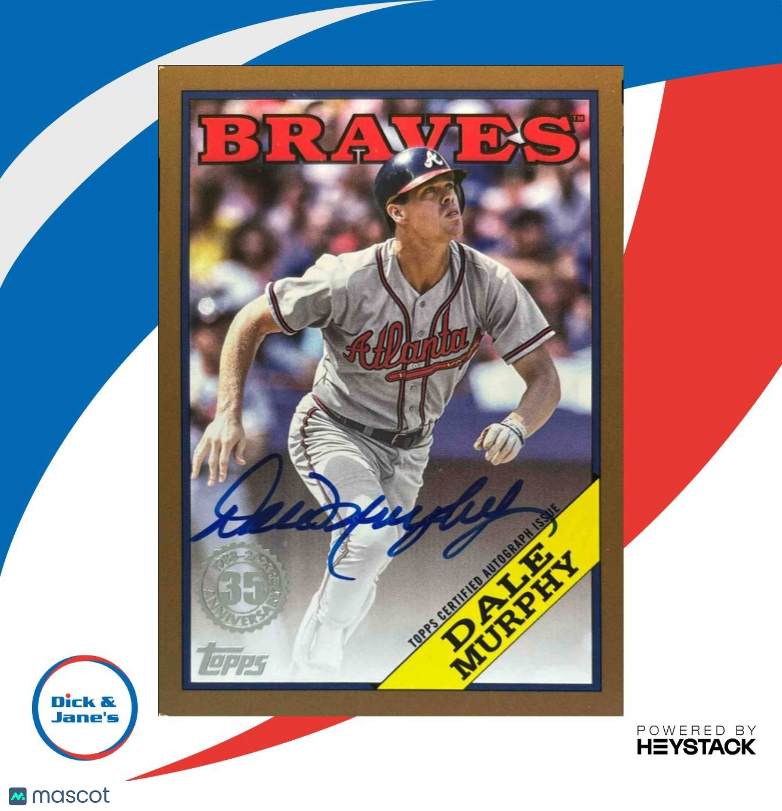 2023 Topps Dale Murphy 1988 Baseball 35th Anniversary Auto Gold /50 Braves