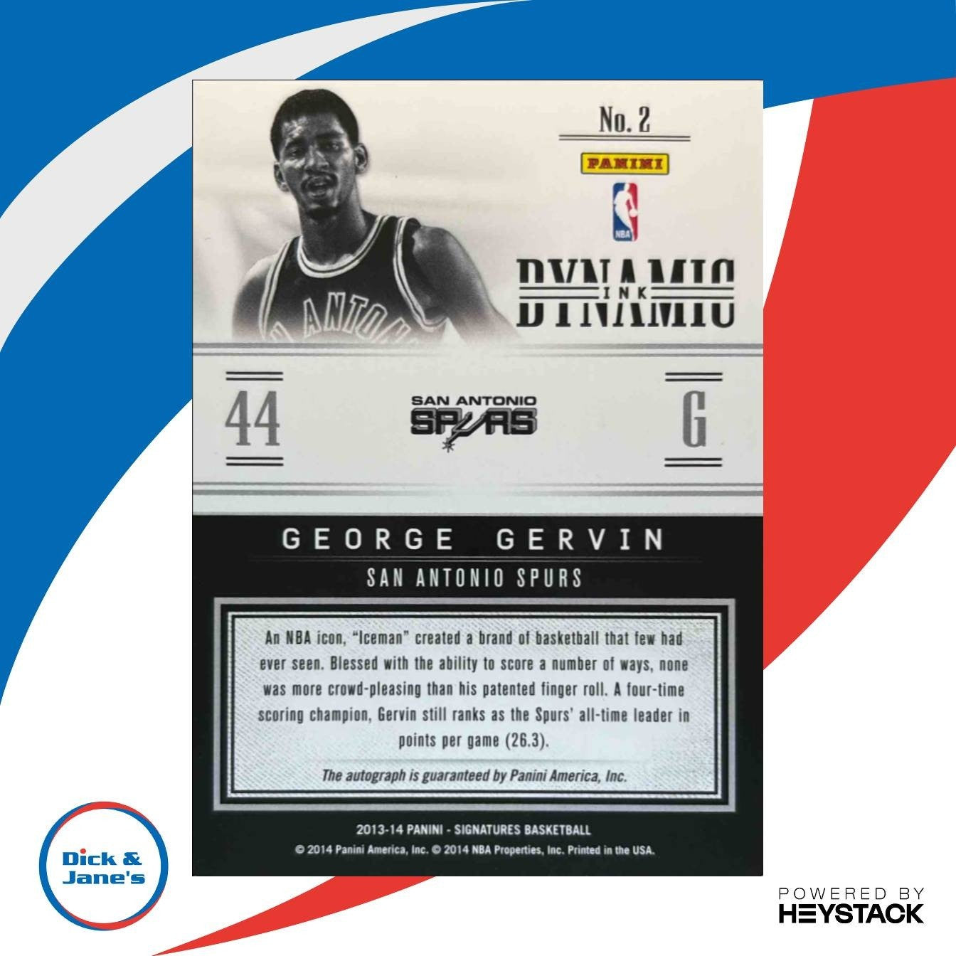 2013-14 Panini Signature George Gervin Dynamic Ink /35 #2 Auto San Antonio Spurs