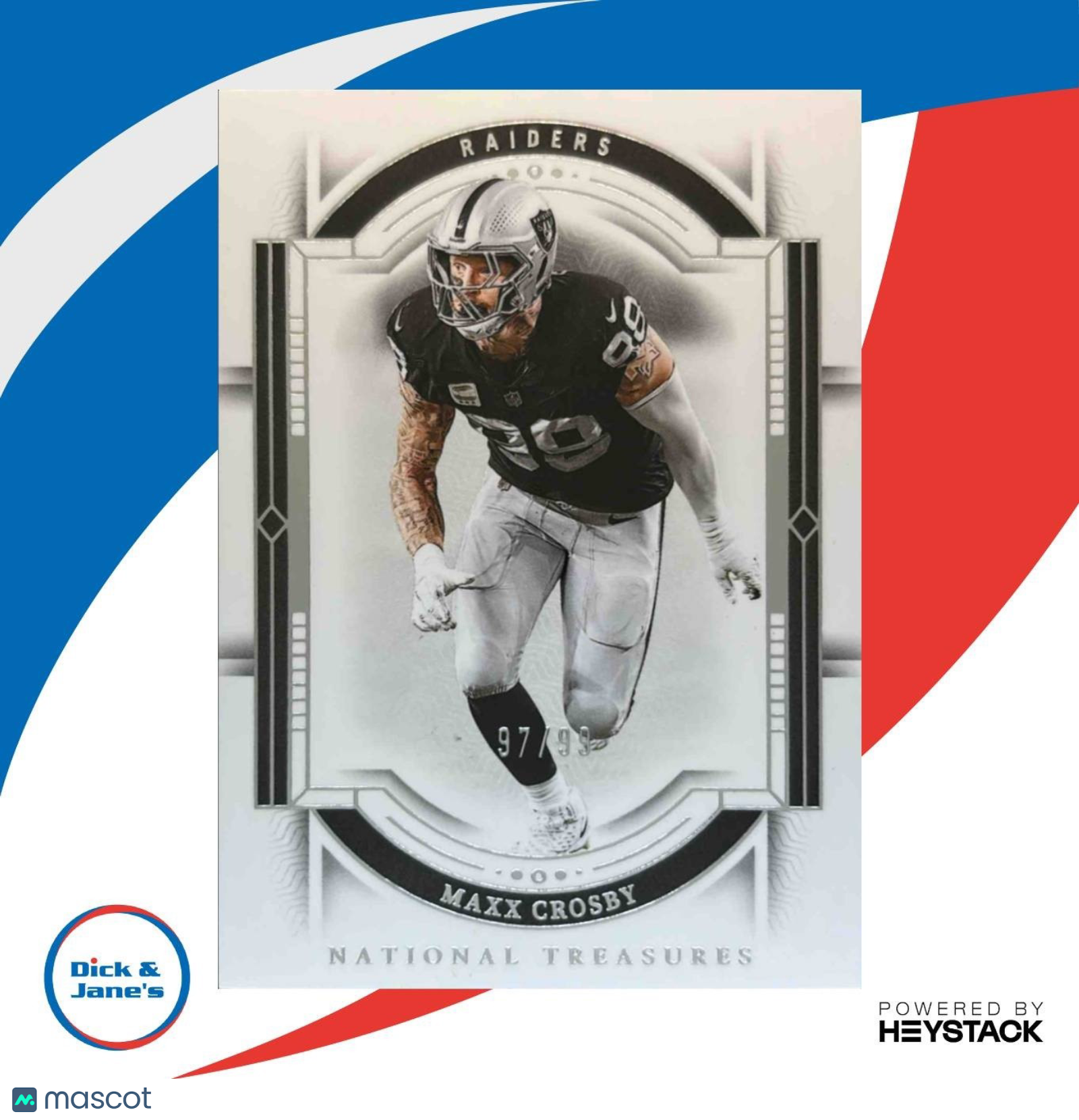 2023 Panini National Treasures Maxx Crosby 97/99 #55 Las Vegas Raiders