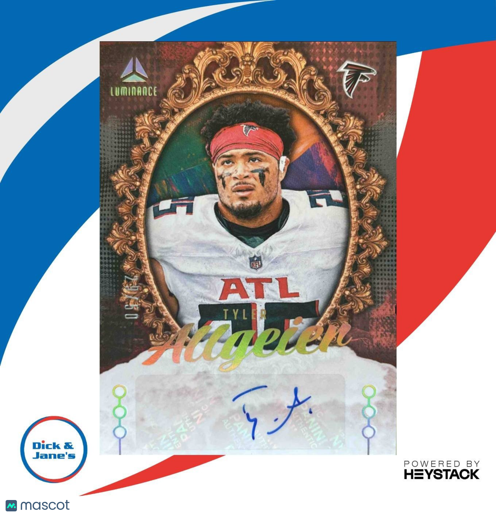 2025 Panini Luminance Tyler Allgeier Portrait Signatures Gold /50 Falcons