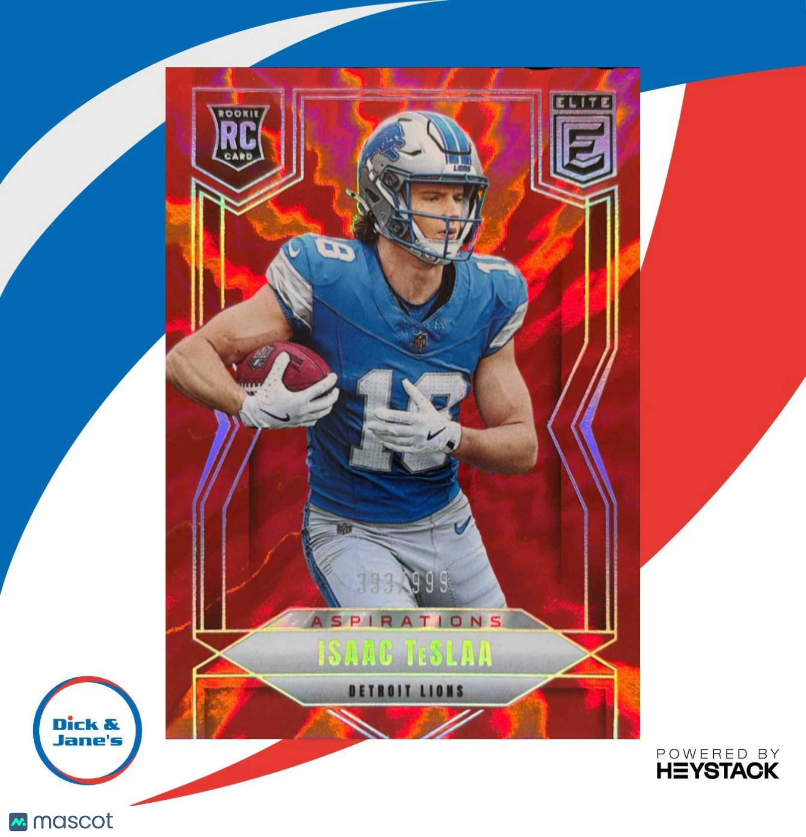 2025 Donruss Elite Isaac TeSlaa Rookies Aspirations Shimmer /999 #117 Lions