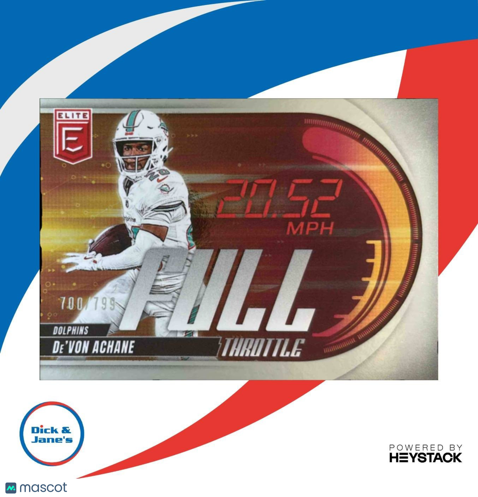 2025 Panini Donruss Elite De'Von Achane Full Throttle 700/799 #13 Miami Dolphins