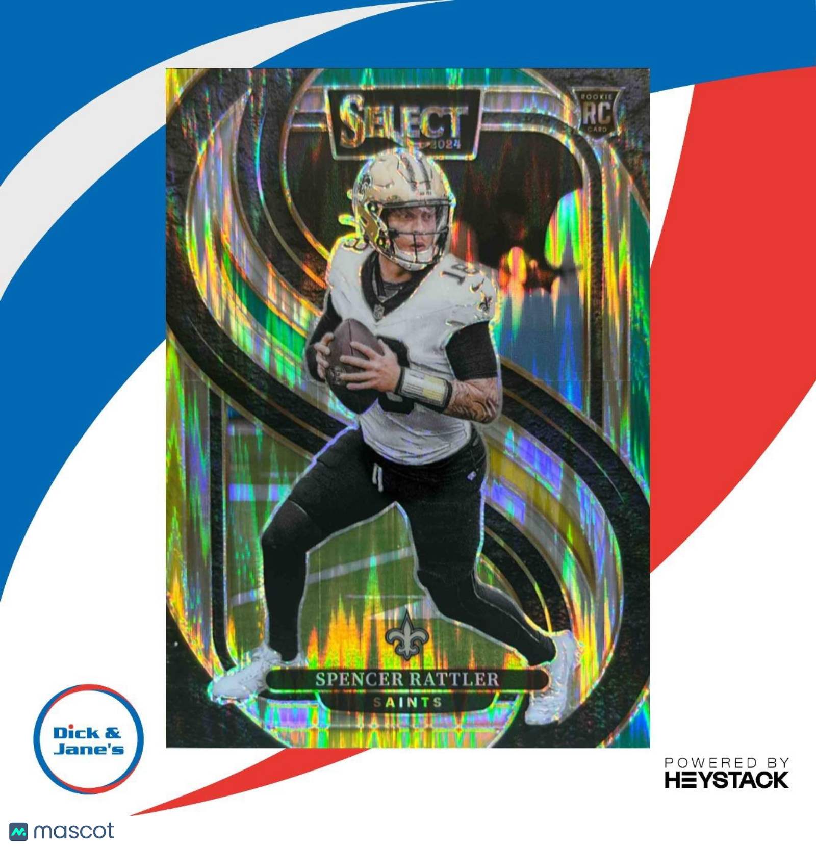2024 Select Spencer Rattler Green and Yellow Prizm Shock #130 RC Saints