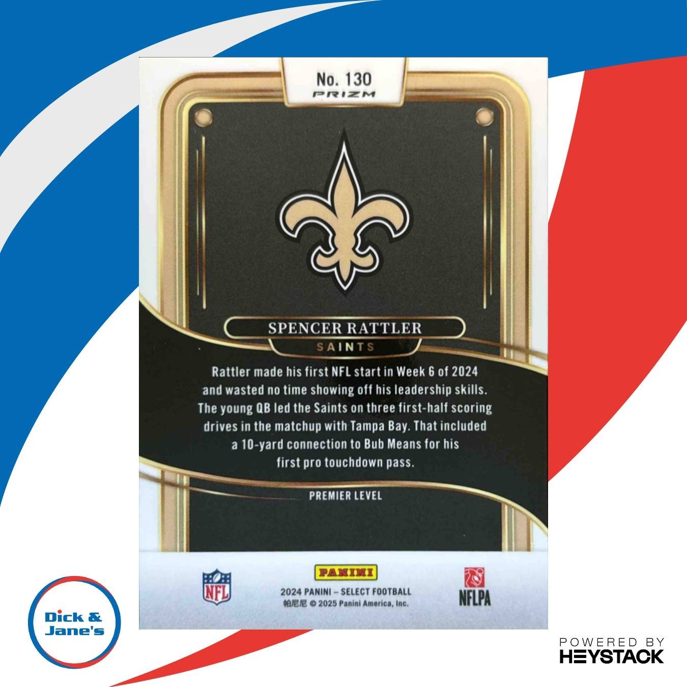 2024 Select Spencer Rattler Green and Yellow Prizm Shock #130 RC Saints