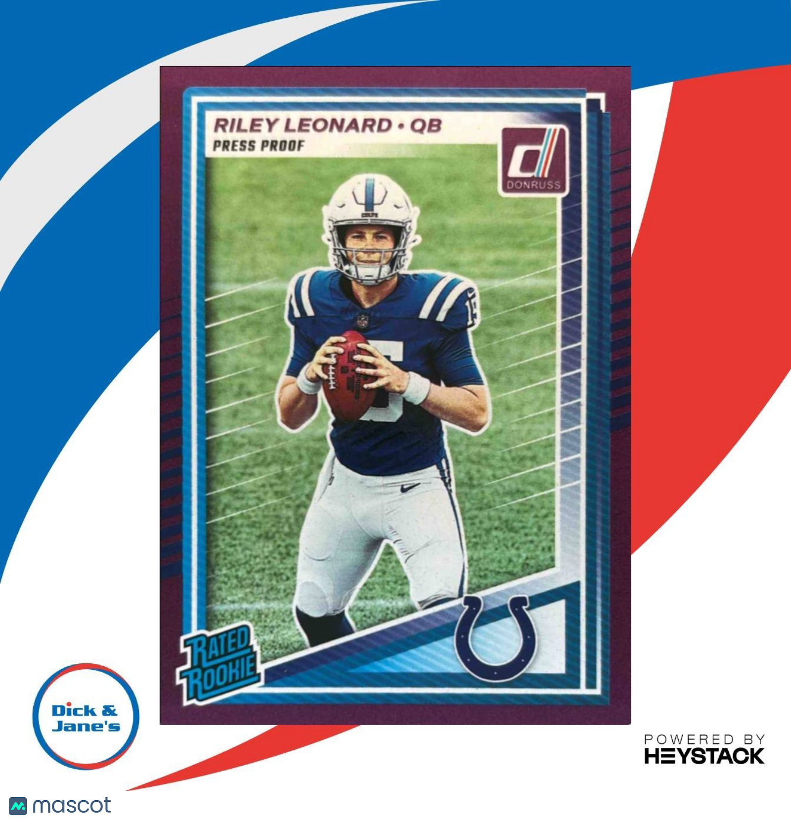 2025 Donruss Riley Leonard Press Proof Purple #341 RC Indianapolis Colts