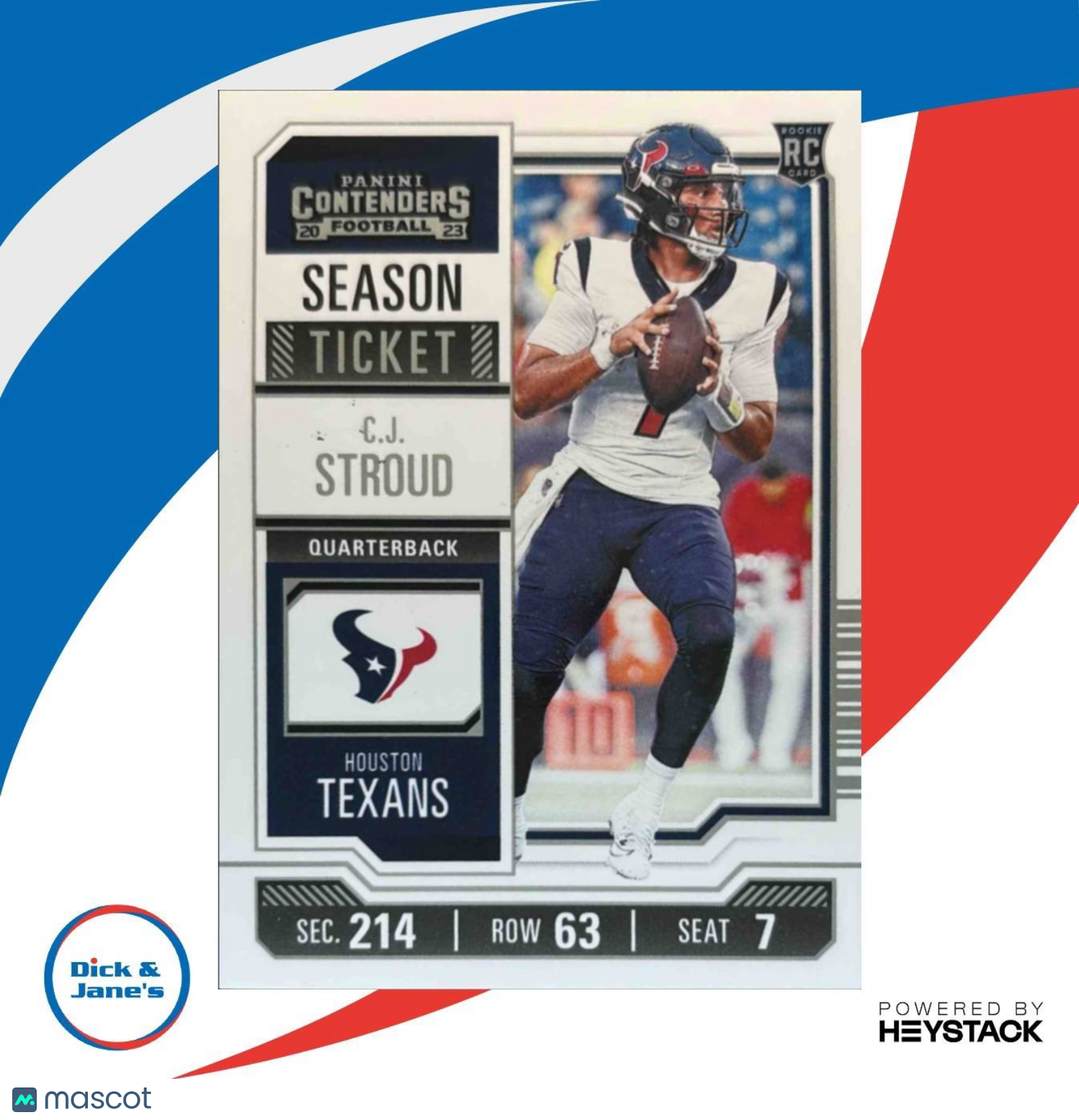 2023 Panini Contenders C.J. Stroud #40 Season Ticket RC Houston Texans