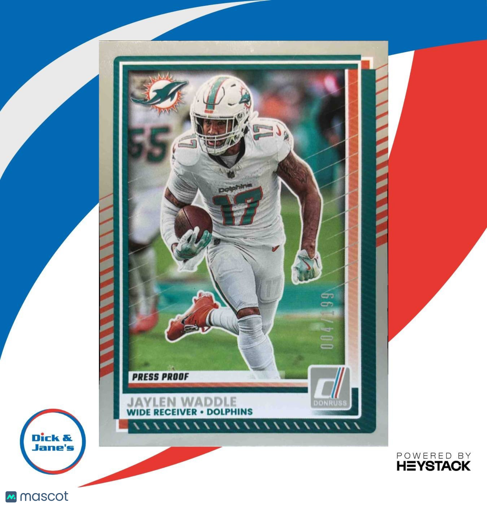 2025 Panini Donruss Jaylen Waddle Press Proof Silver 4/199 #233 Miami Dolphins