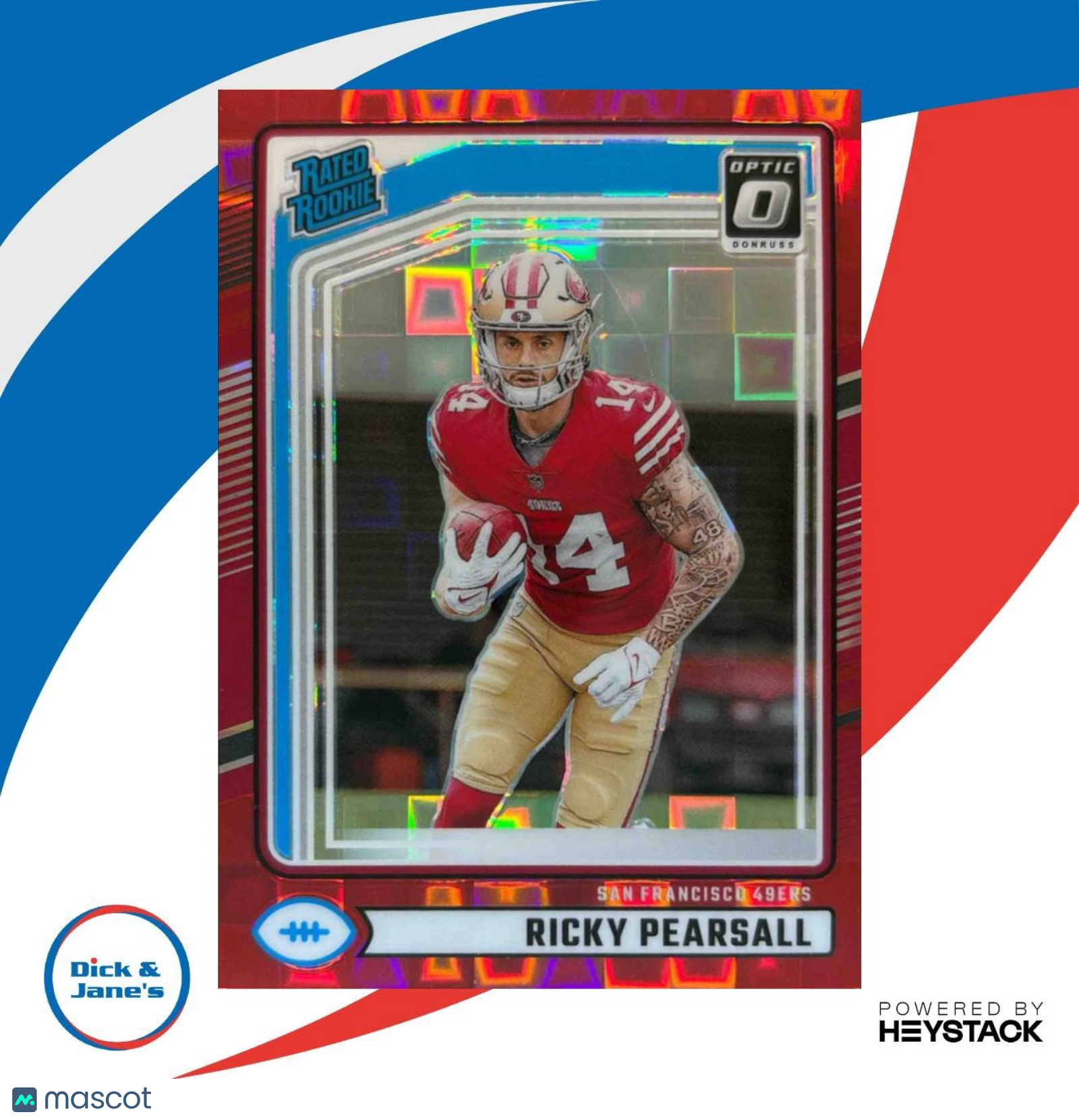 2024 Donruss Ricky Pearsall Optic Rated Rookie Preview Red Pandora #318 49ers