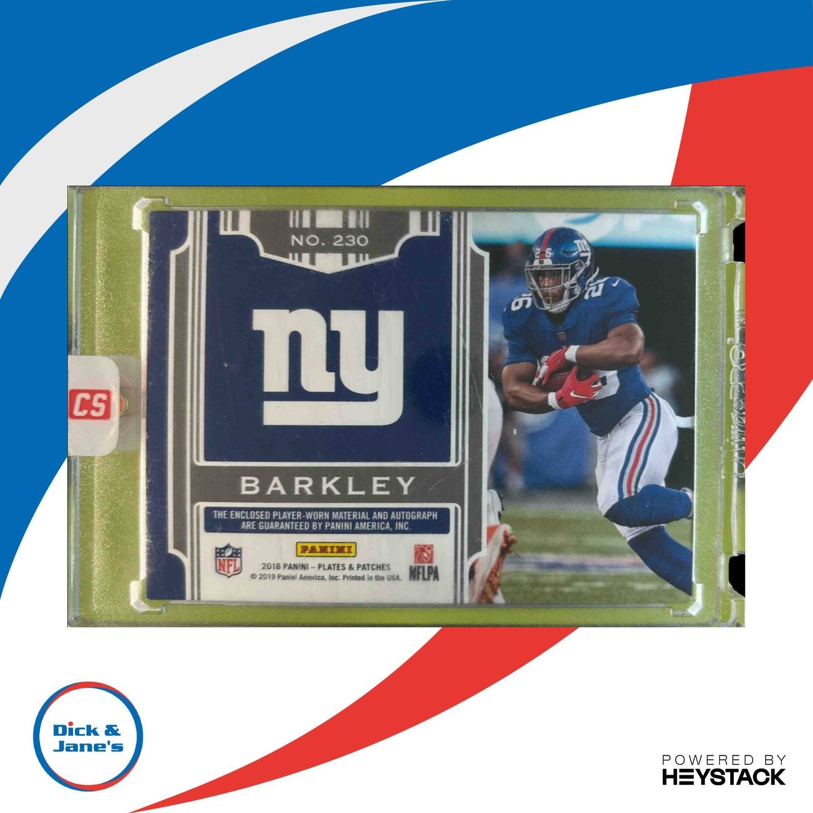 2018 Plates & Patches Saquon Barkley /50 BLUE COLOR MATCH #230 RC Auto Giants