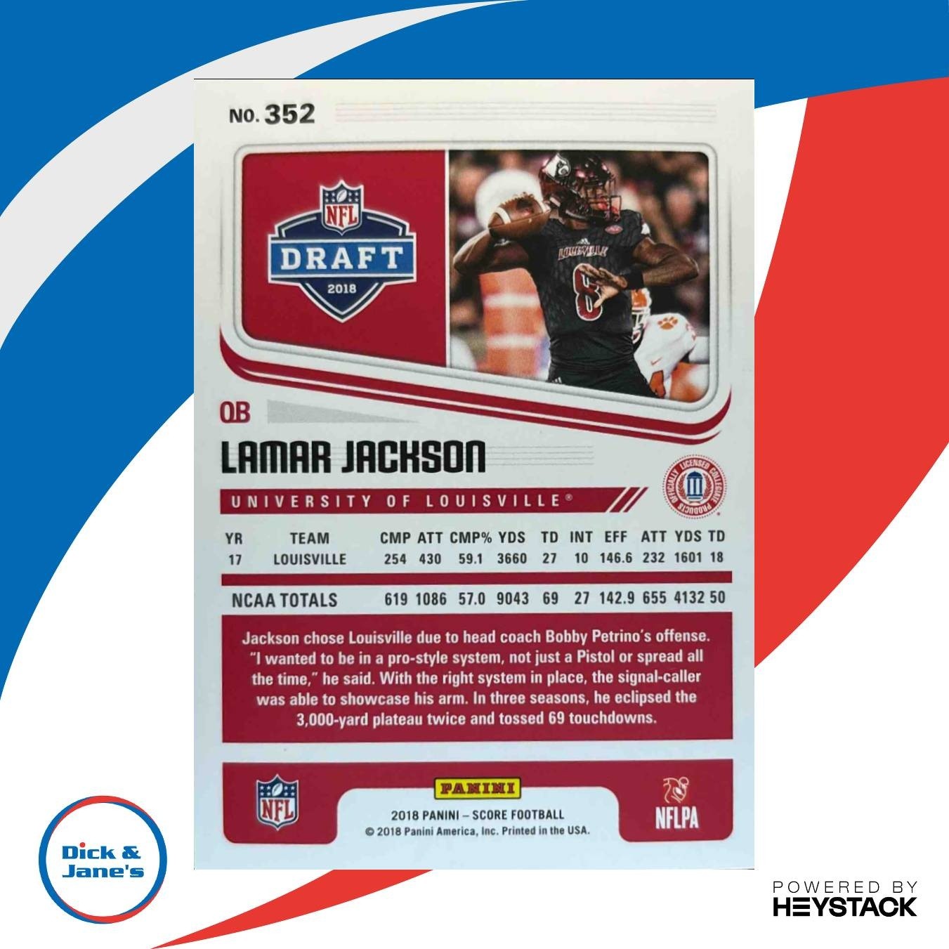 2018 Panini Score Lamar Jackson #352 RC