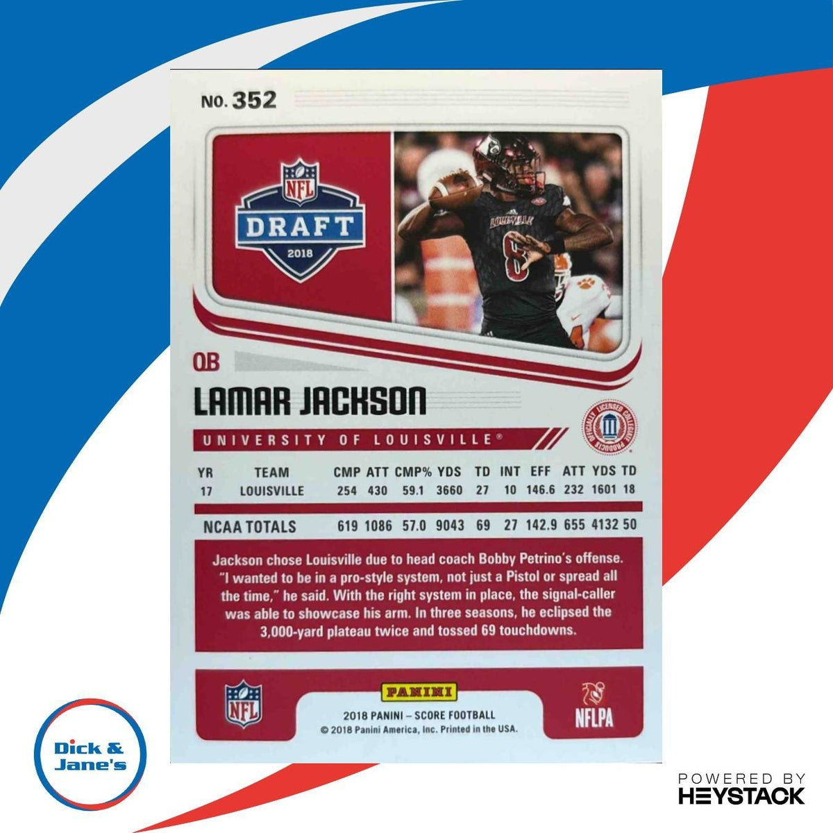 2018 Panini Score Lamar Jackson #352 RC