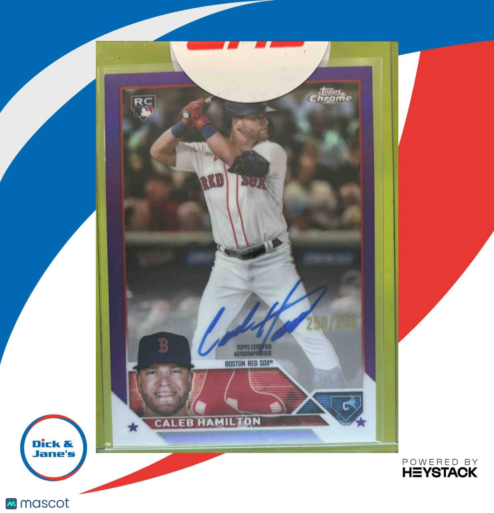 2023 Topps Chrome Caleb Hamilton Rookie Auto Purple Refractor /250 Red Sox